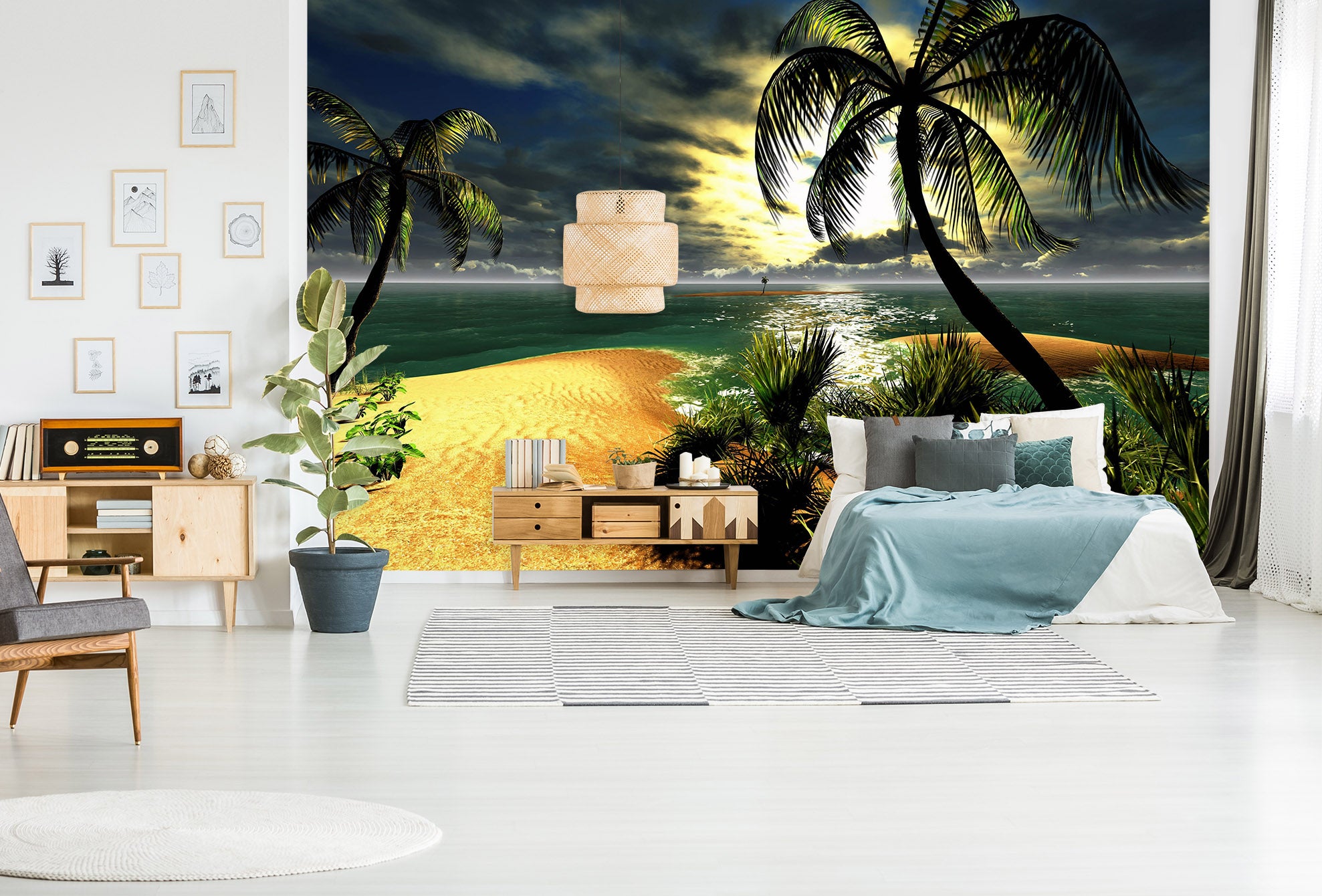3D Coconut Tree Beach 1104 Wall Murals