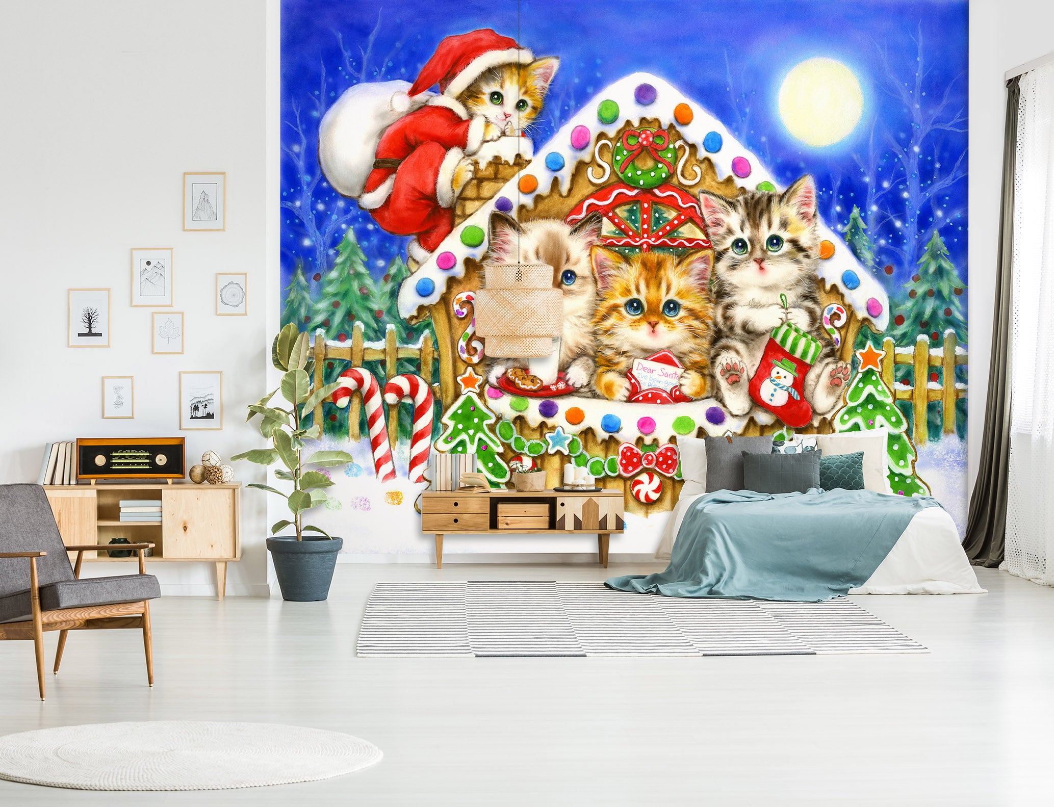 3D Christmas Cat House 5416 Kayomi Harai Wall Mural Wall Murals