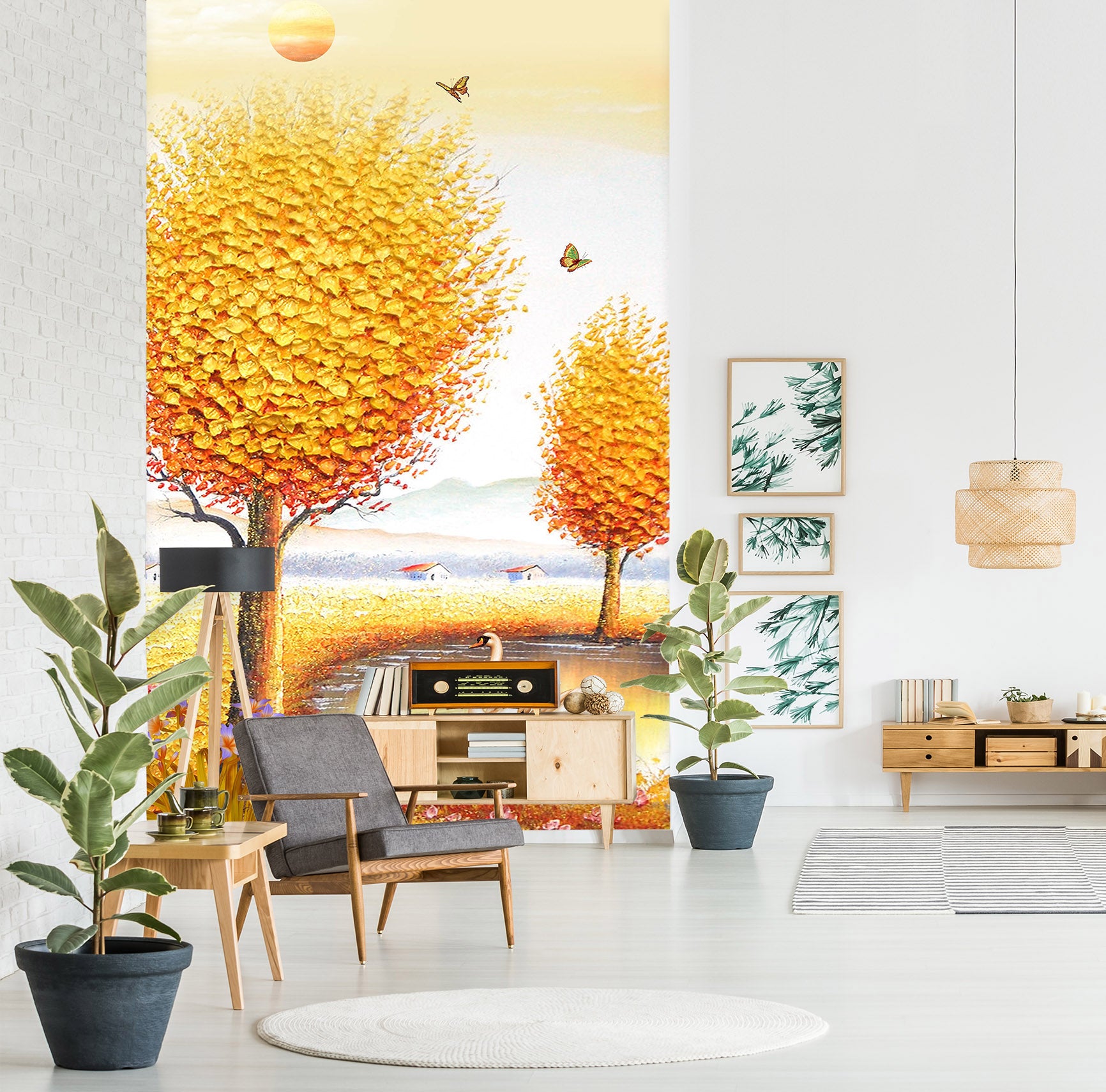 3D Golden Forest 1873 Wall Murals