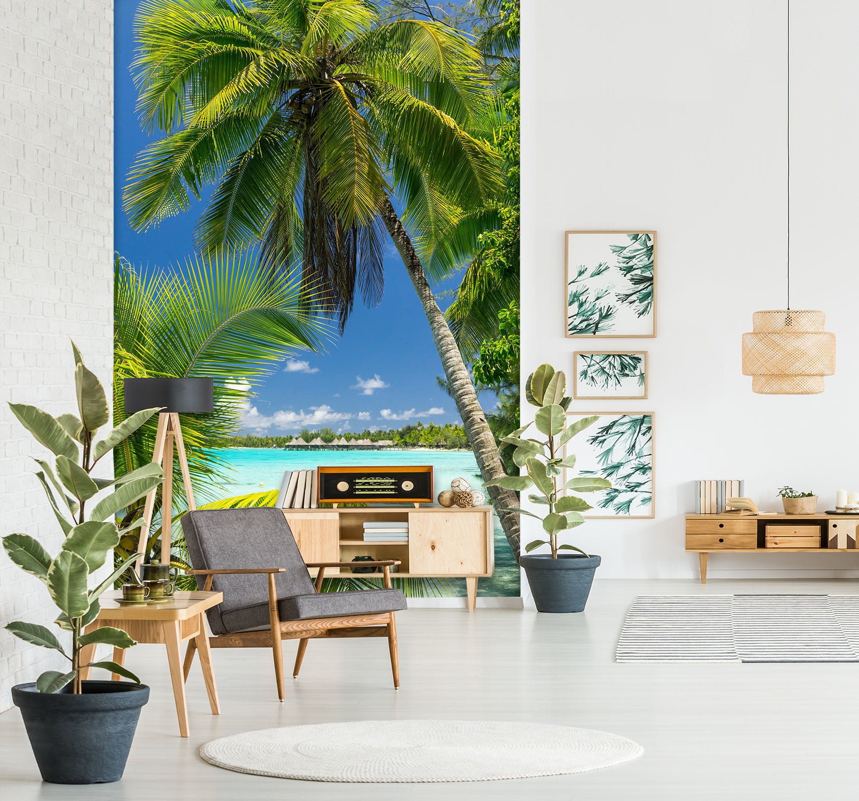 3D Coconut Tree Beach 1547 Wall Murals