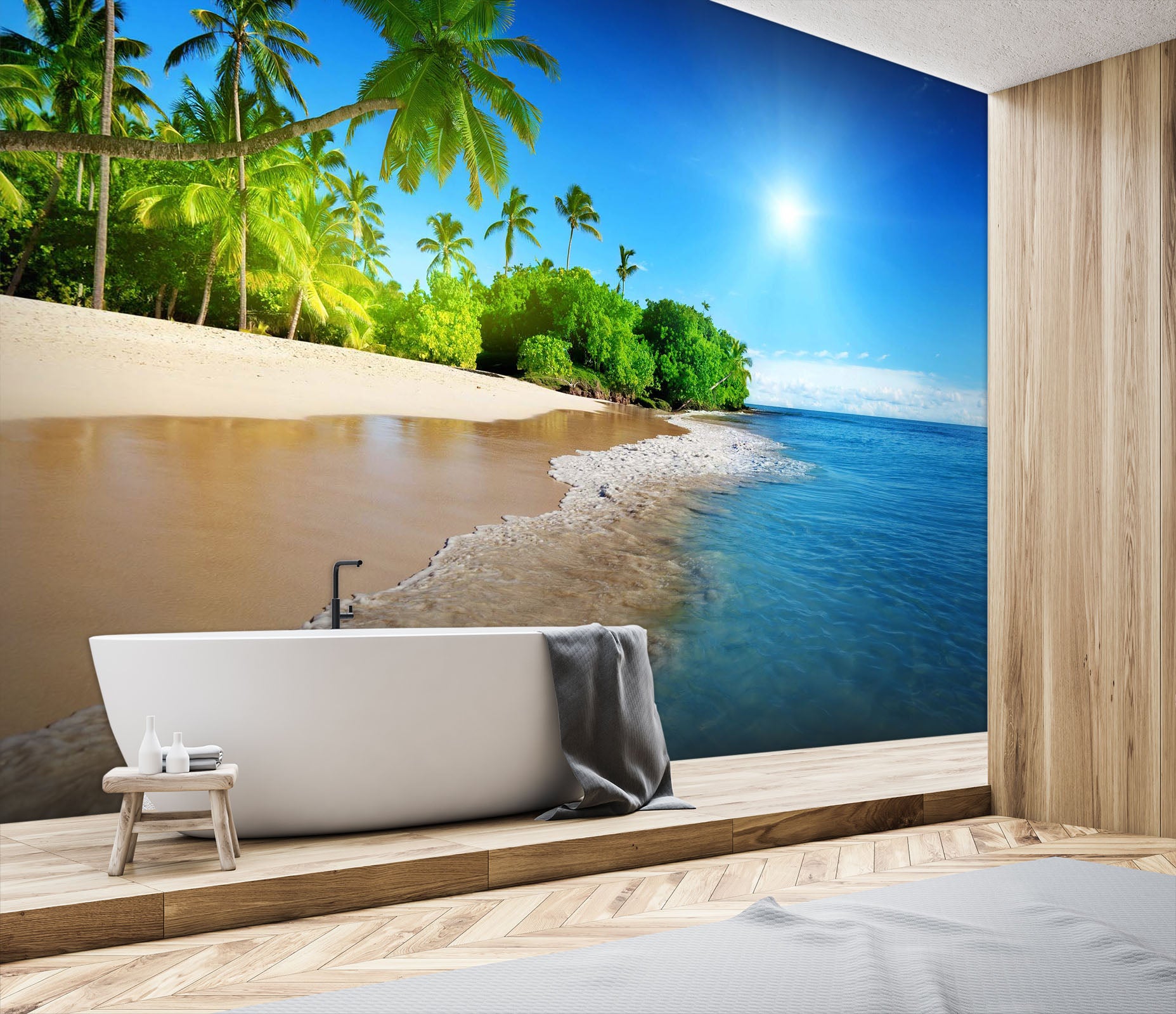 3D Sea Coconut Tree 089 Wall Murals