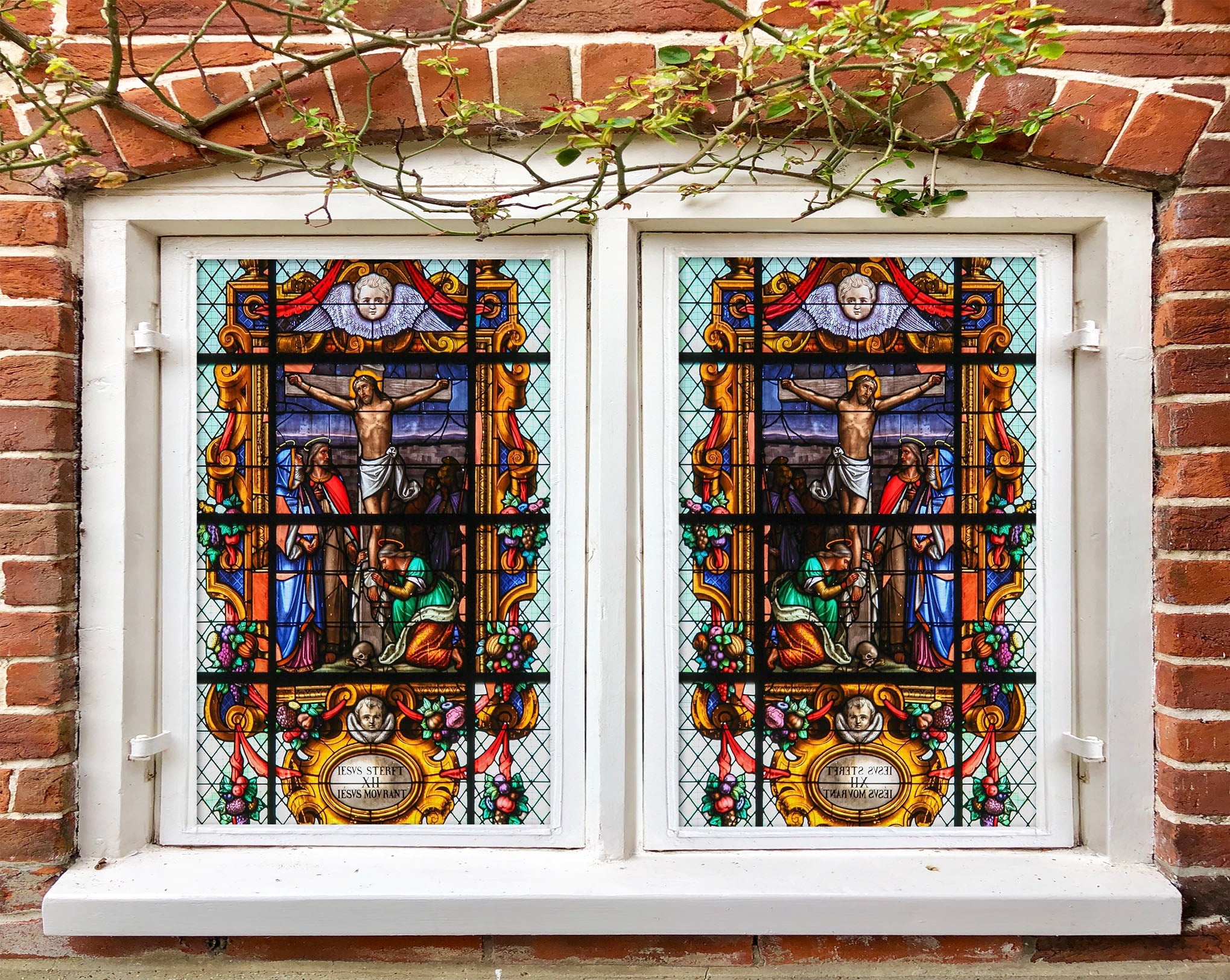 3D Christian Men 182 Window Film Print Sticker Cling Stained Glass UV Block