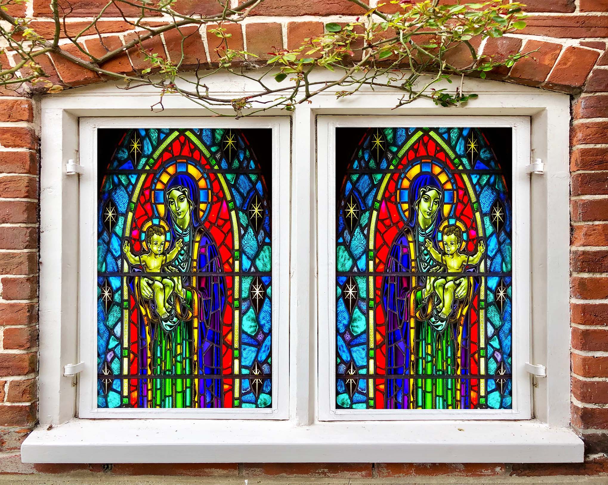 3D Nun Saint Son 239 Window Film Print Sticker Cling Stained Glass UV Block