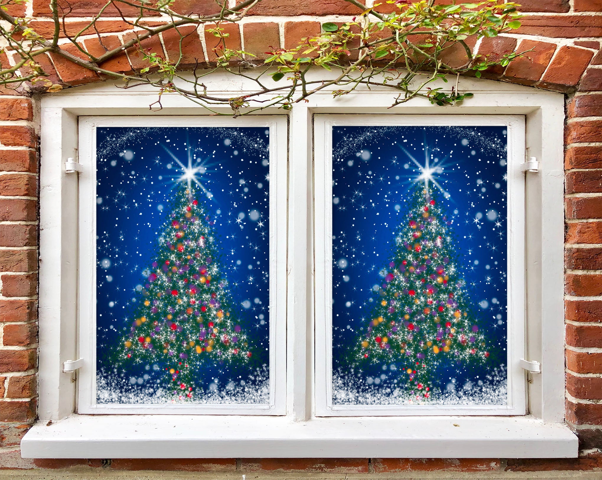 3D Christmas Tree 31012 Christmas Window Film Print Sticker Cling Stained Glass Xmas