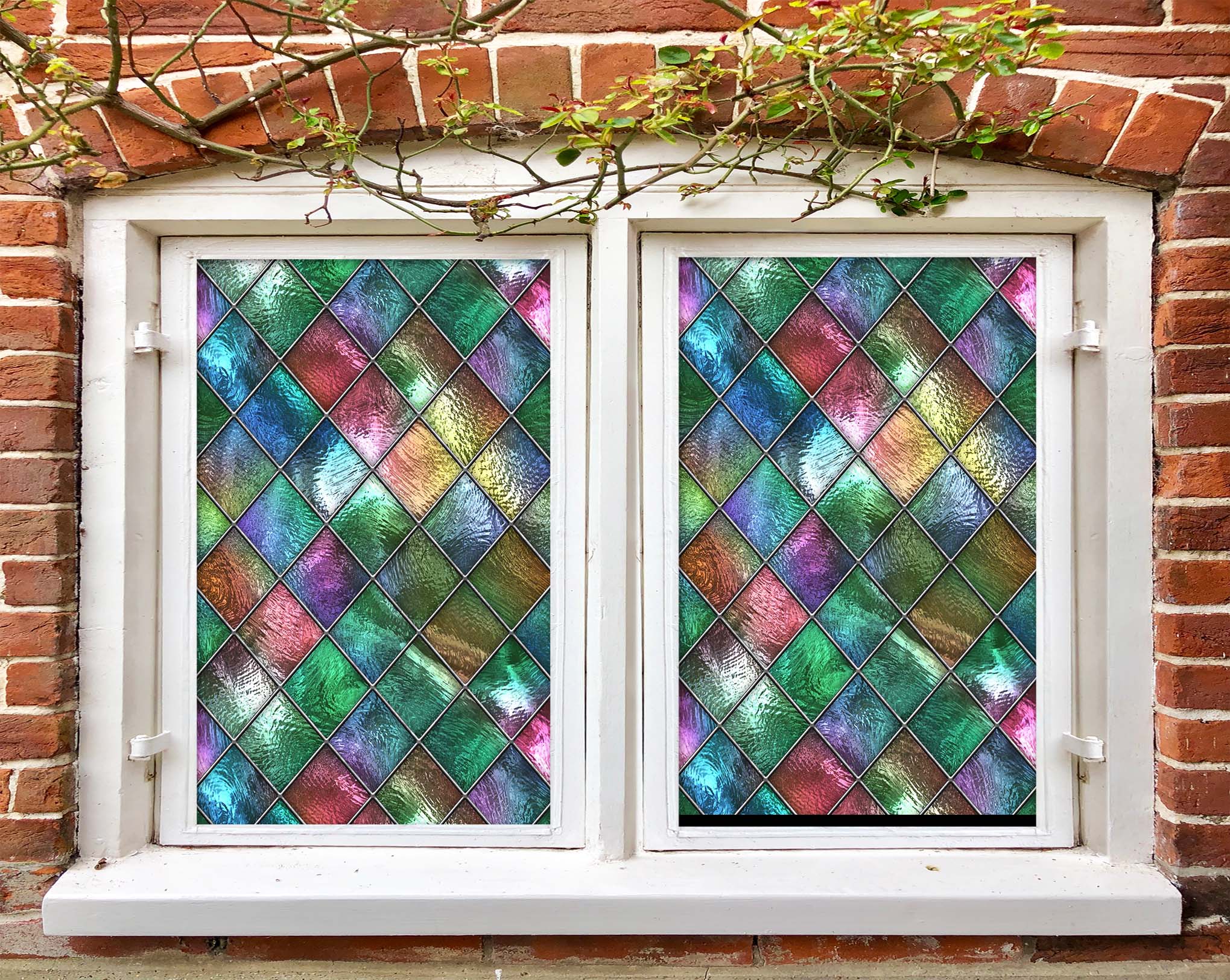3D Colored Diamond 432 Window Film Print Sticker Cling Stained Glass UV Block