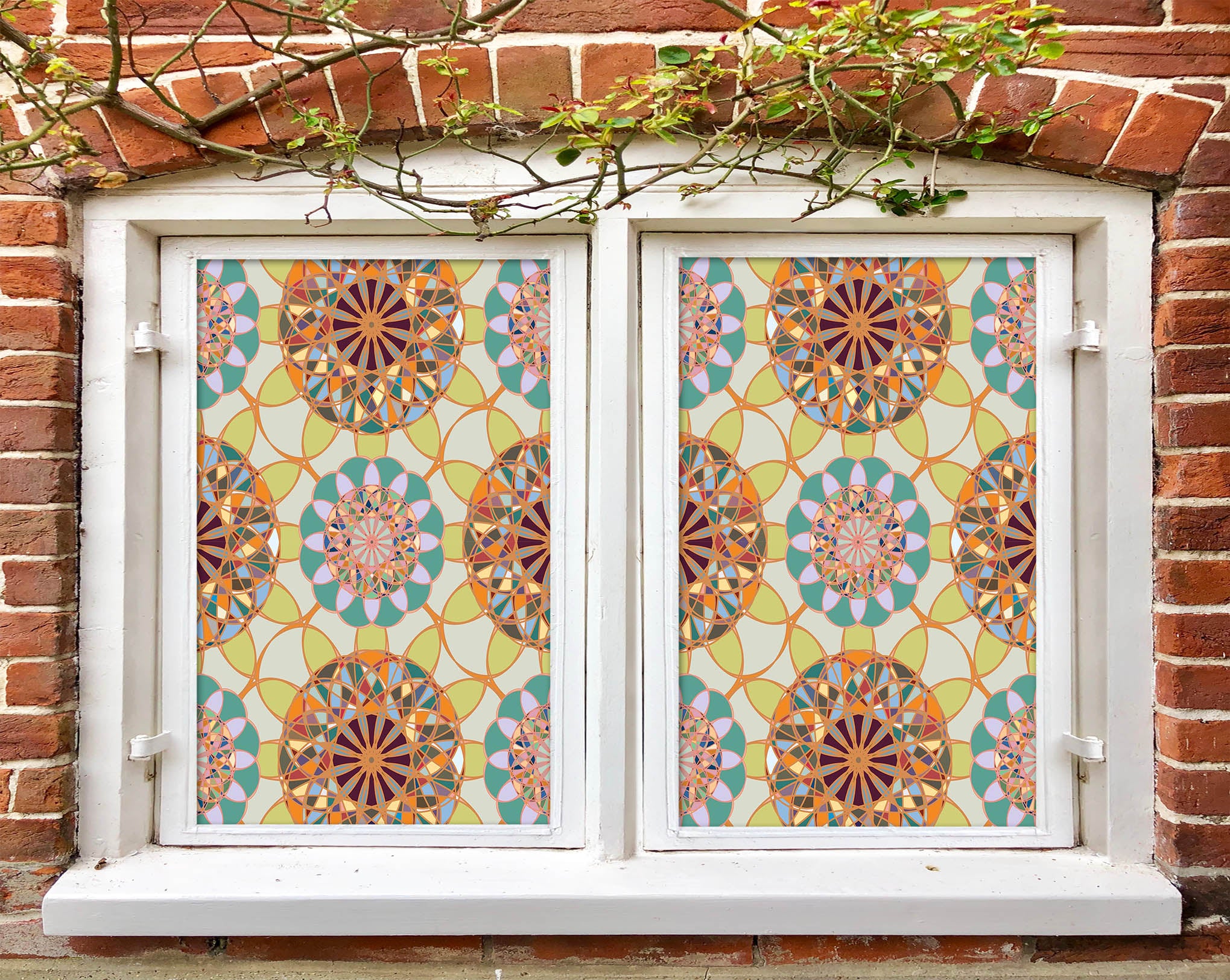 3D Flower Glass Shards 200 Window Film Print Sticker Cling Stained Glass UV Block