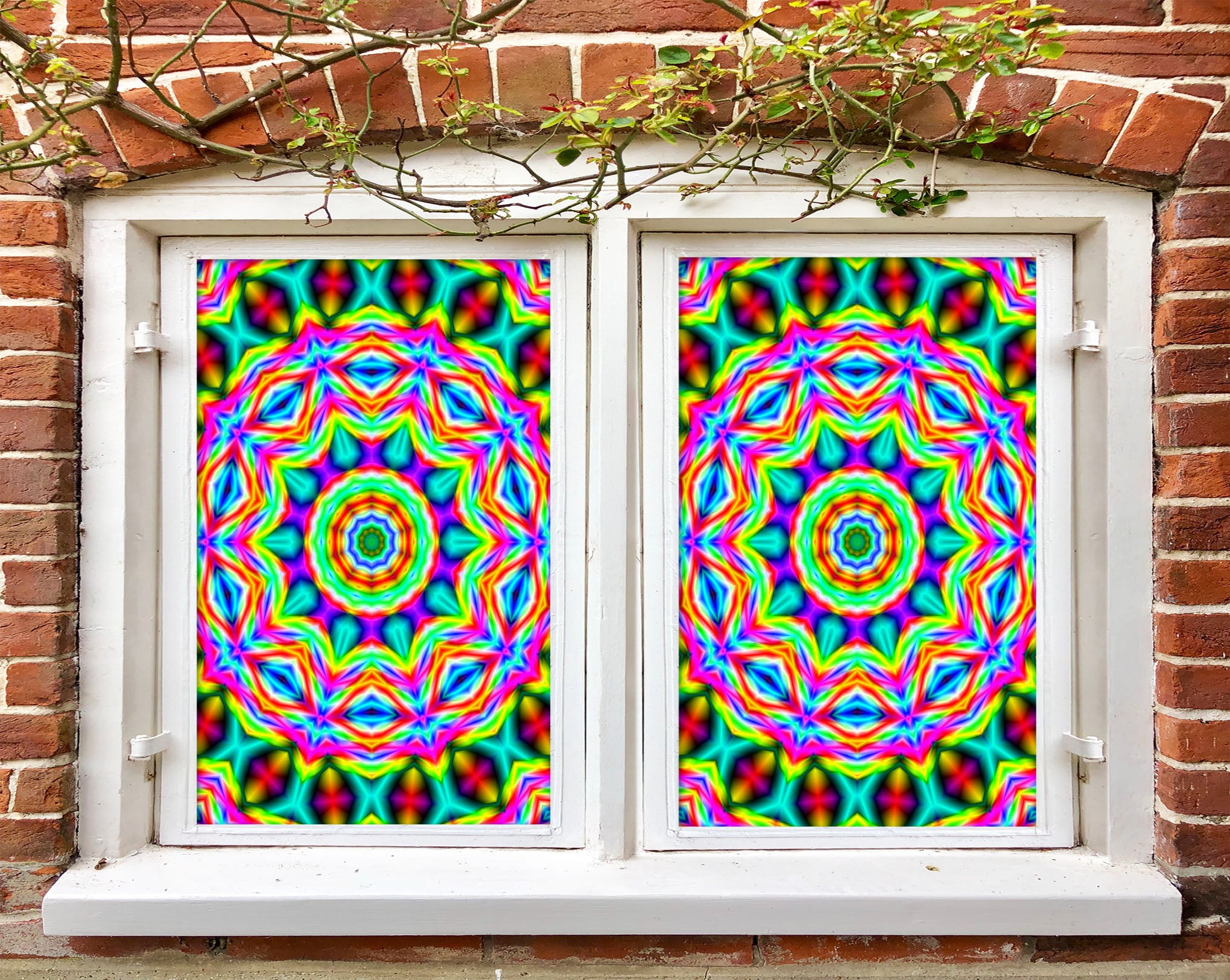 3D Color Lace 417 Window Film Print Sticker Cling Stained Glass UV Block