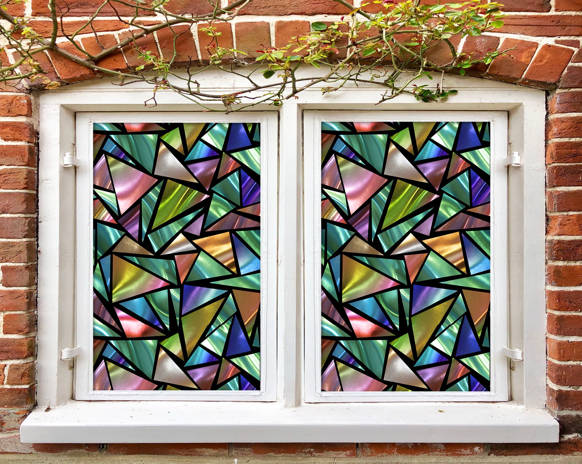 3D Gradient Triangle 458 Window Film Print Sticker Cling Stained Glass UV Block
