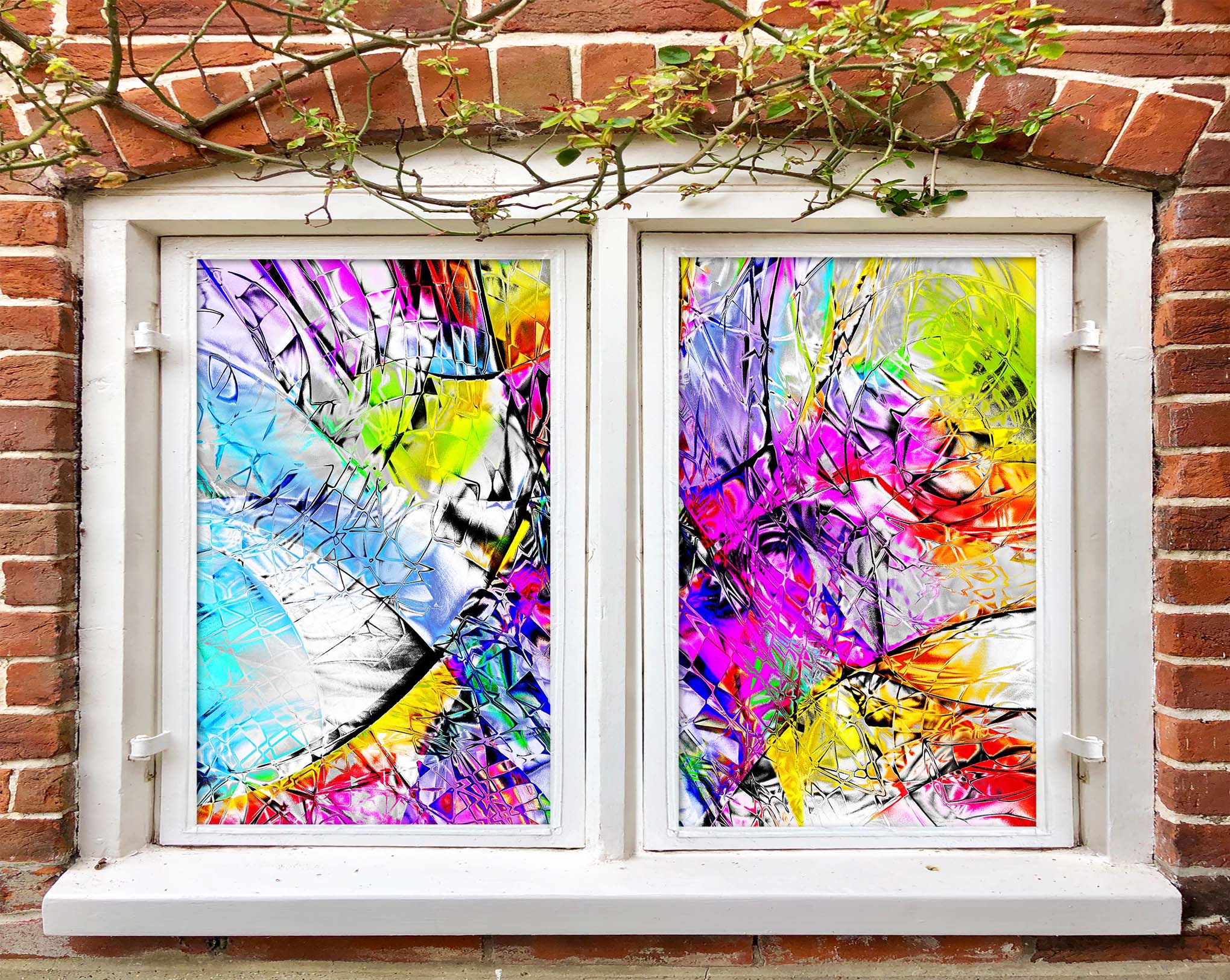 3D Color Graffiti 139 Window Film Print Sticker Cling Stained Glass UV Block