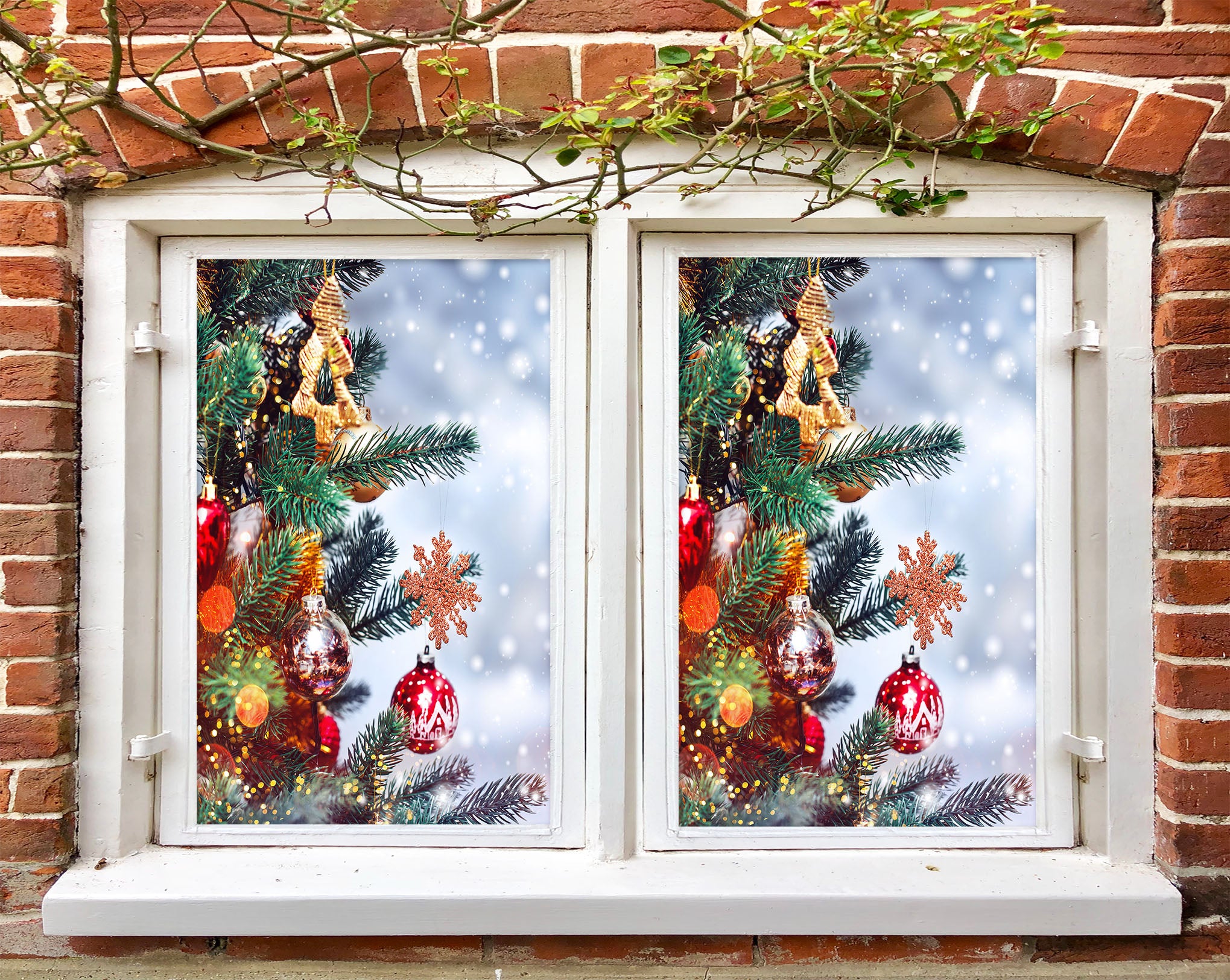 3D Branch Pendant 31042 Christmas Window Film Print Sticker Cling Stained Glass Xmas