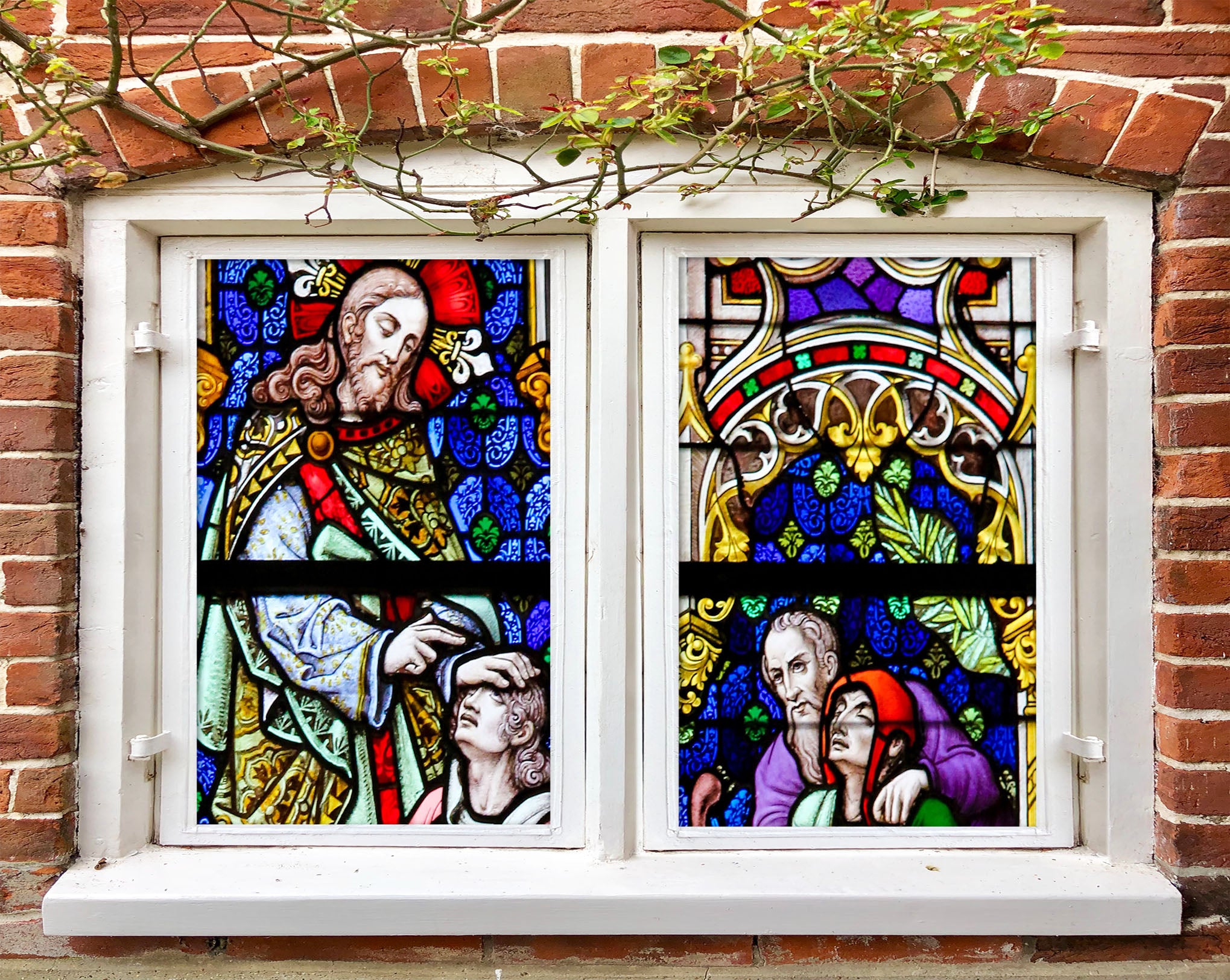 3D Prayer Meditation 175 Window Film Print Sticker Cling Stained Glass UV Block