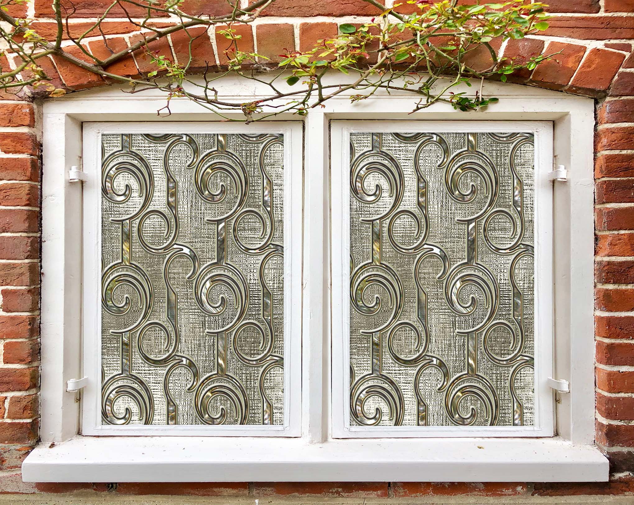 3D Golden Stripes 128 Window Film Print Sticker Cling Stained Glass UV Block