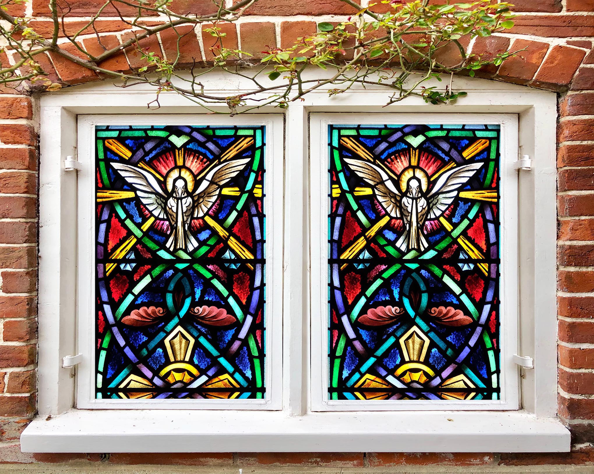 3D Peace Pigeon 390 Window Film Print Sticker Cling Stained Glass UV Block