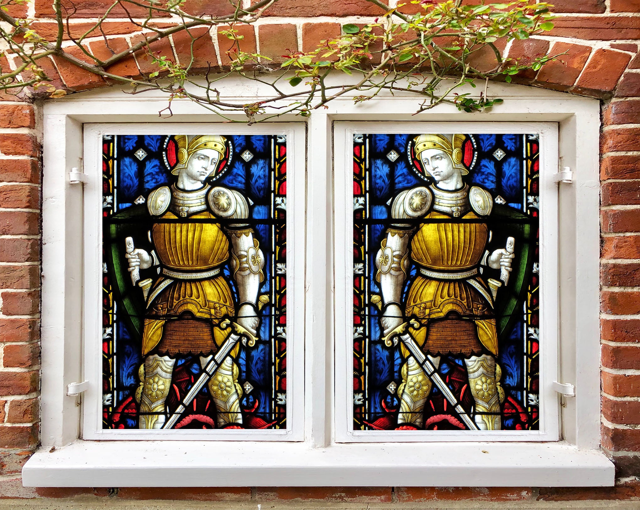 3D Yellow Warrior 085 Window Film Print Sticker Cling Stained Glass UV Block