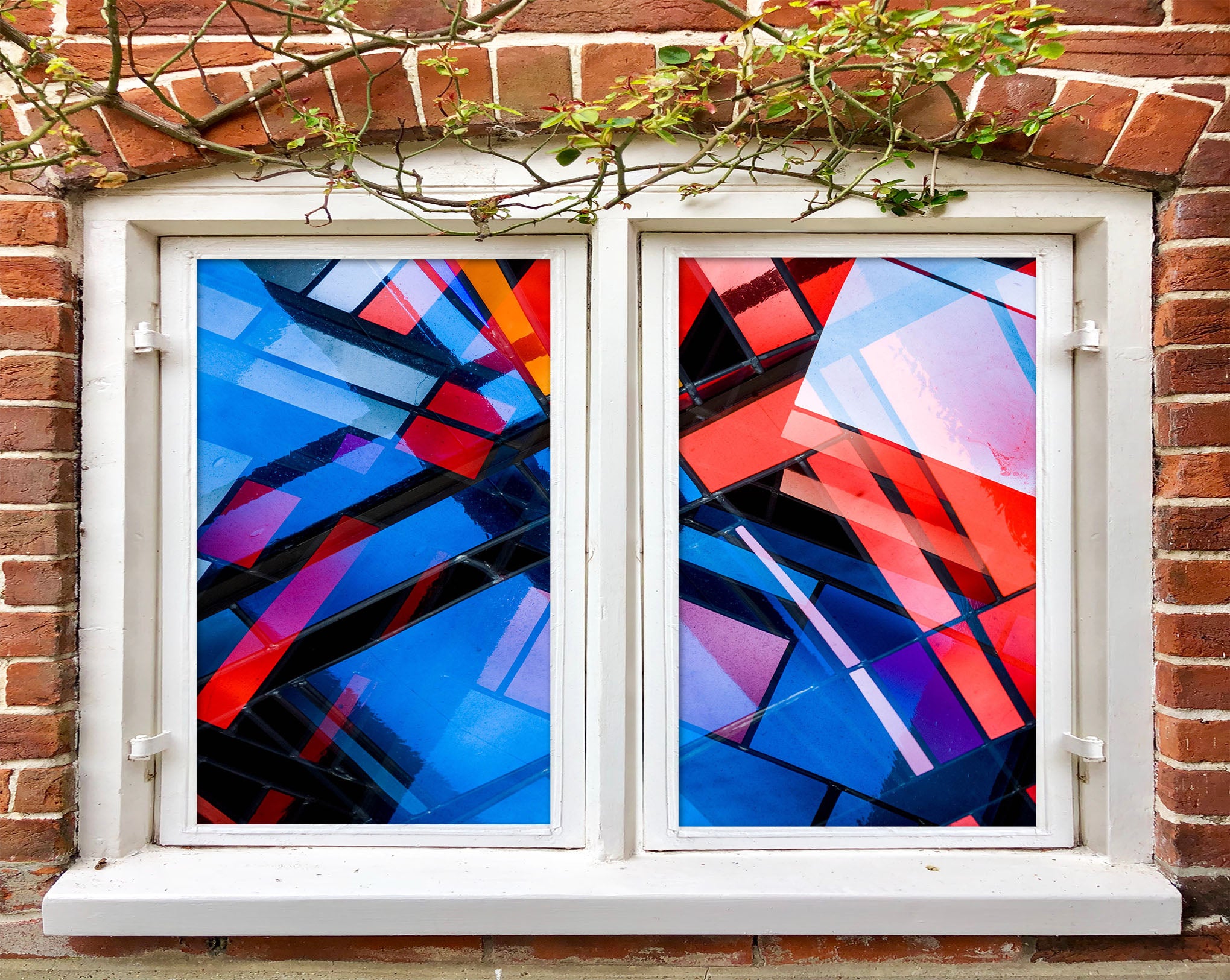 3D Red Glass 135 Window Film Print Sticker Cling Stained Glass UV Block