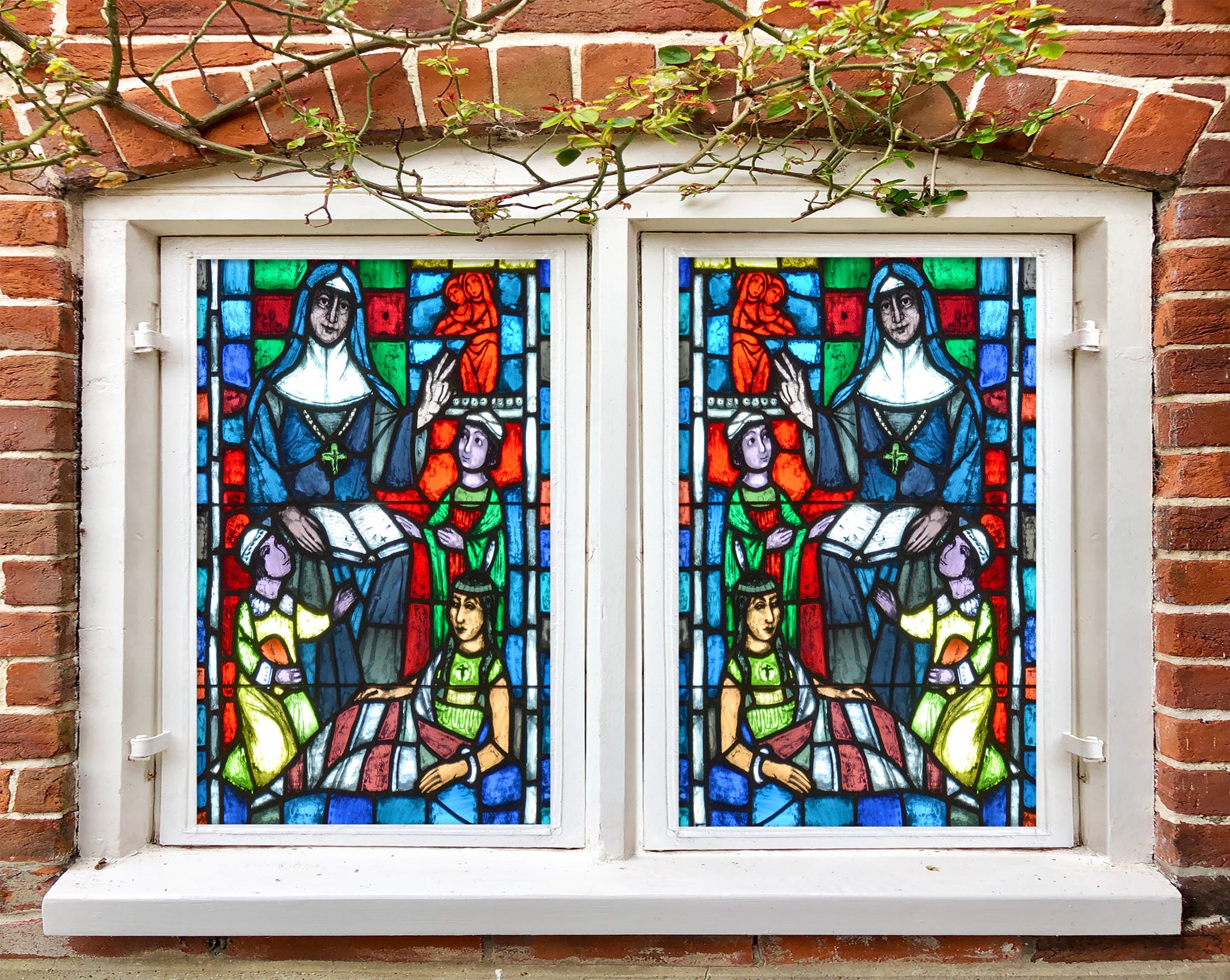 3D Nun Pattern 169 Window Film Print Sticker Cling Stained Glass UV Block