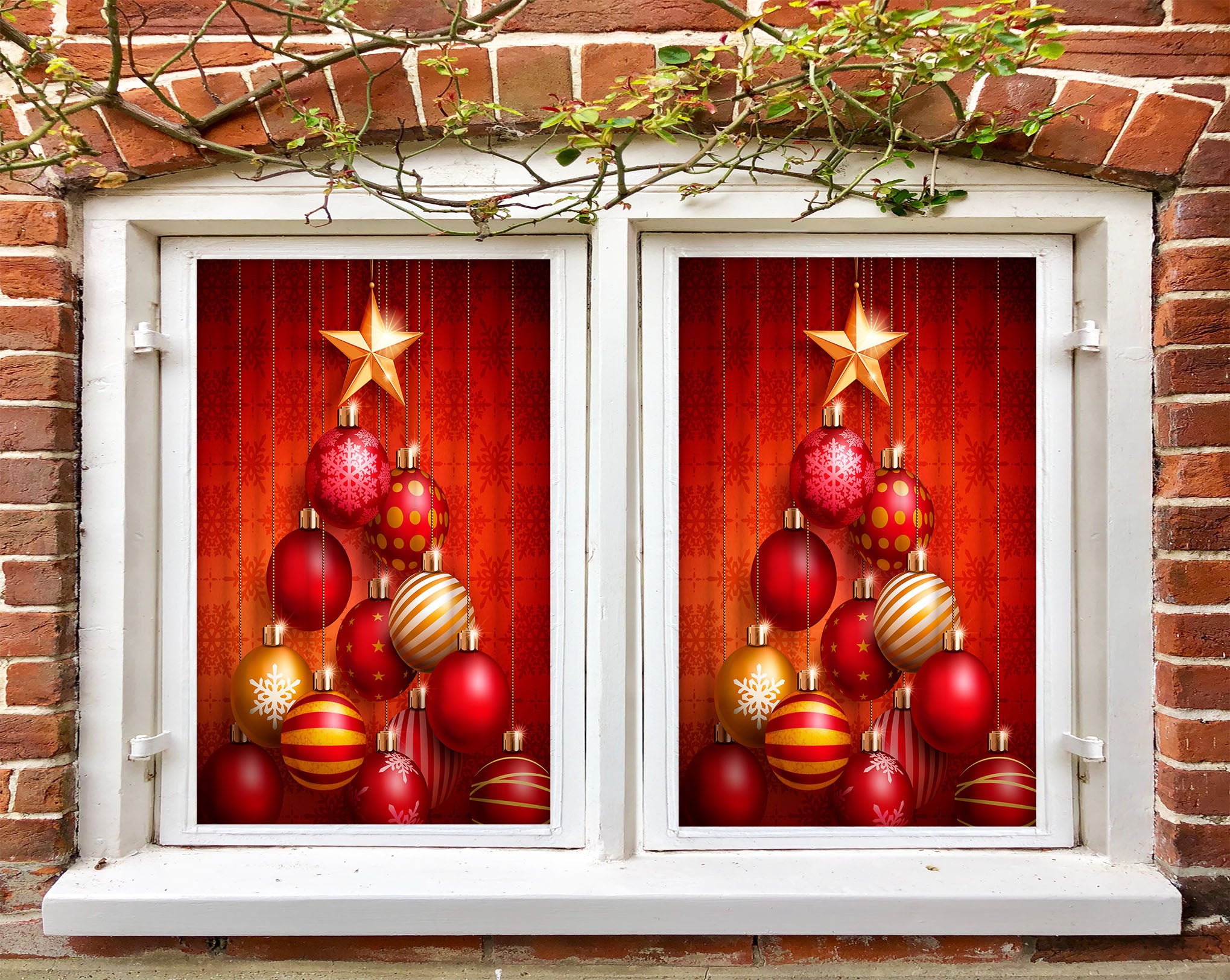 3D Red Ball 30129 Christmas Window Film Print Sticker Cling Stained Glass Xmas