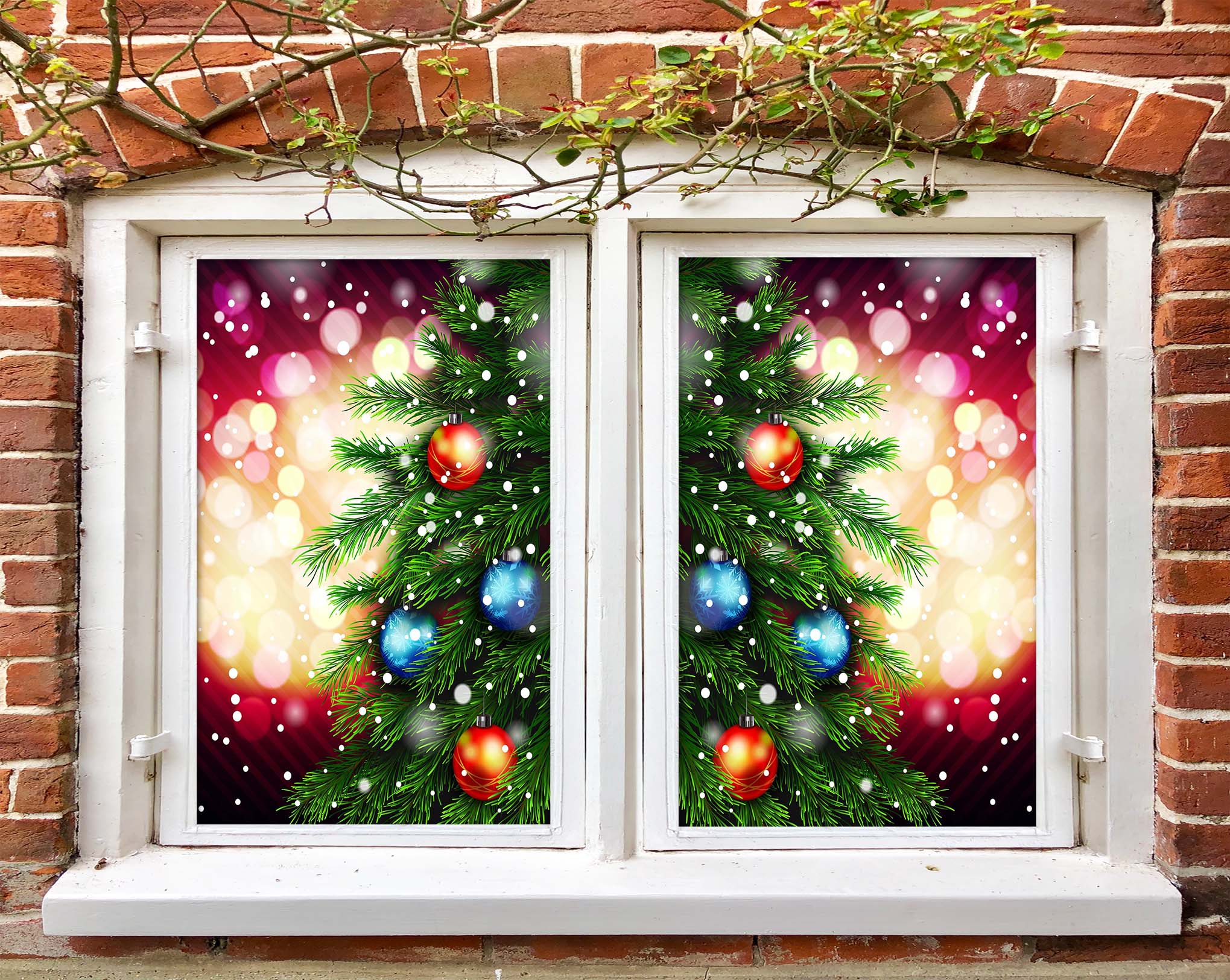 3D Christmas Tree 30106 Christmas Window Film Print Sticker Cling Stained Glass Xmas