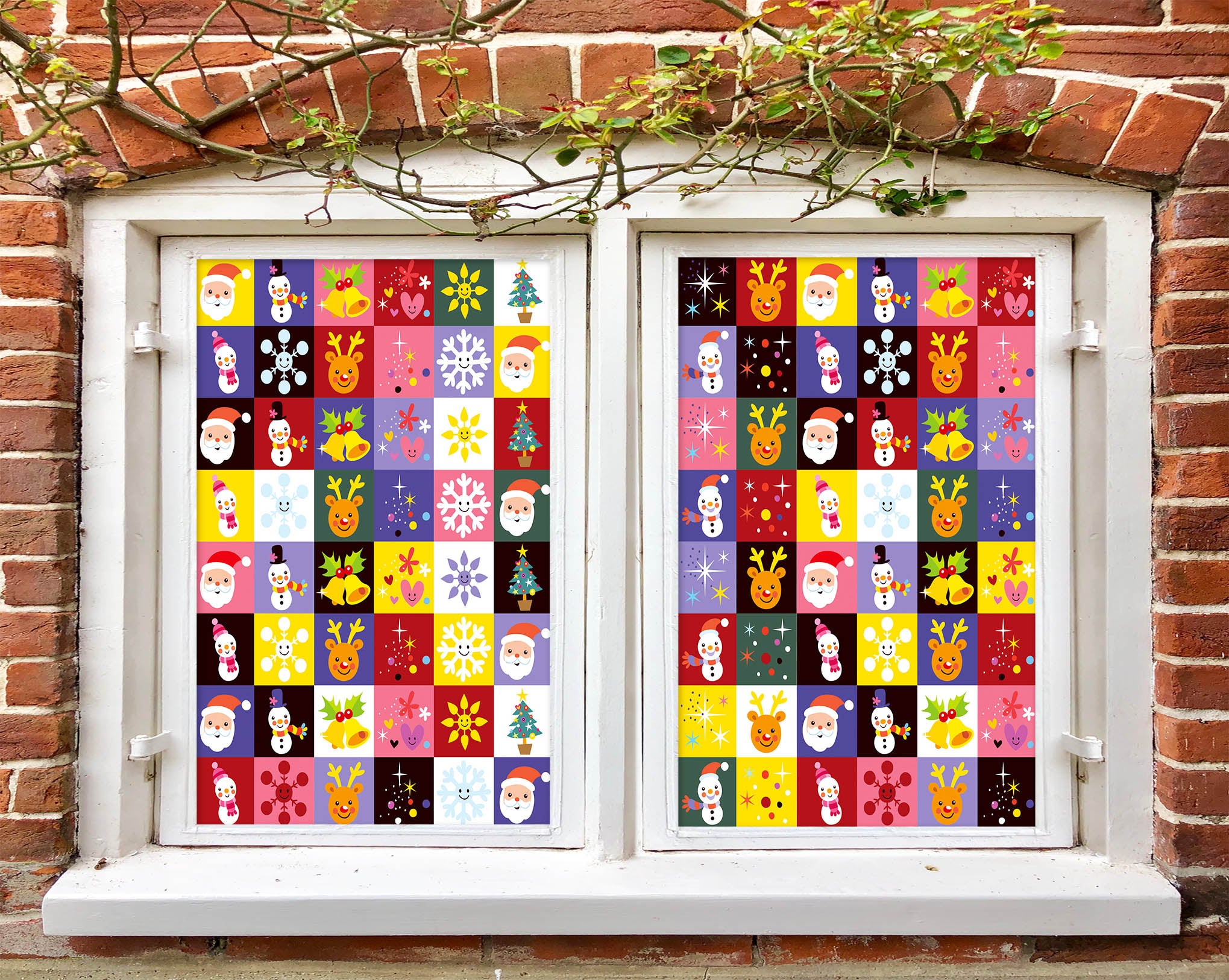 3D Color Square Snowflake 30001 Christmas Window Film Print Sticker Cling Stained Glass Xmas