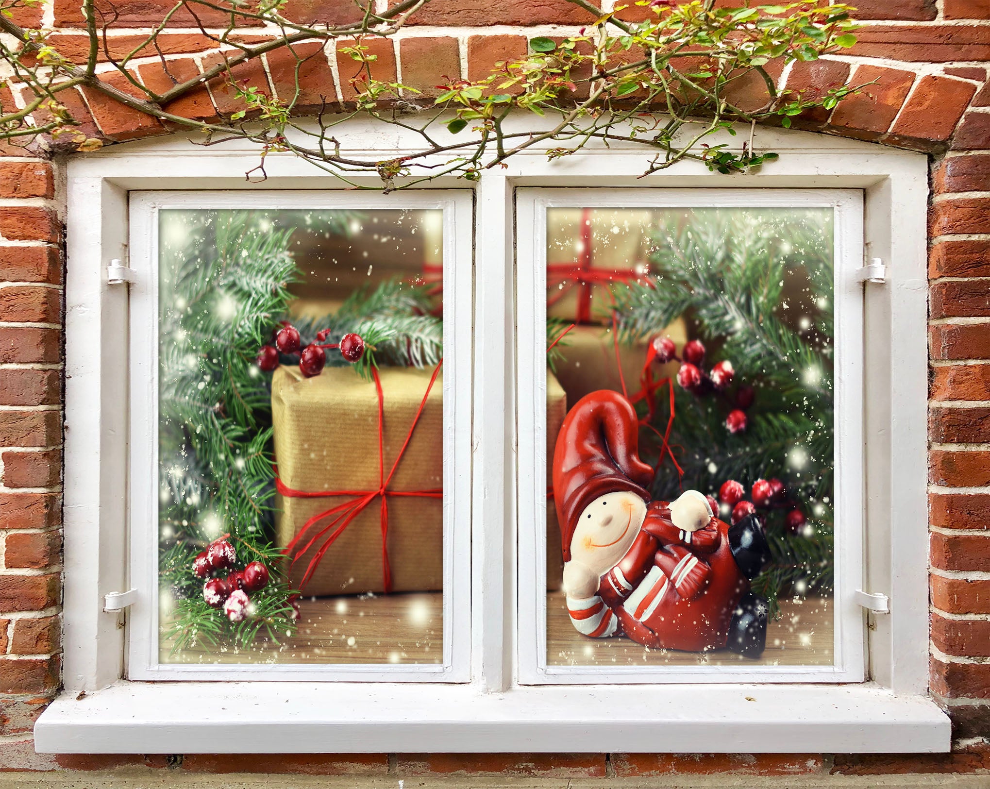 3D Gift 30039 Christmas Window Film Print Sticker Cling Stained Glass Xmas