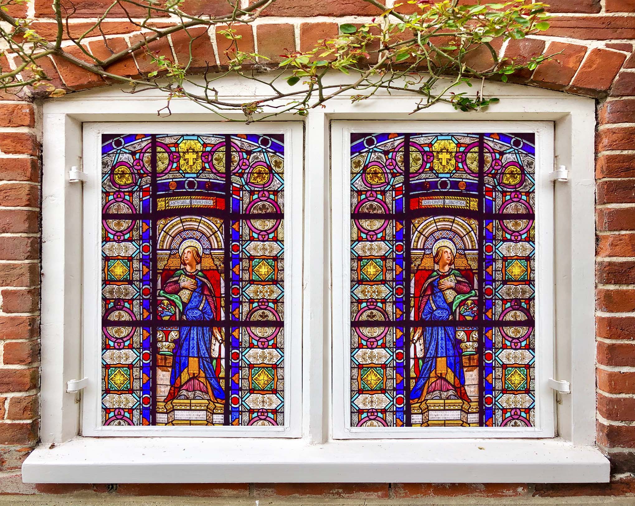 3D Throne Queen 161 Window Film Print Sticker Cling Stained Glass UV Block