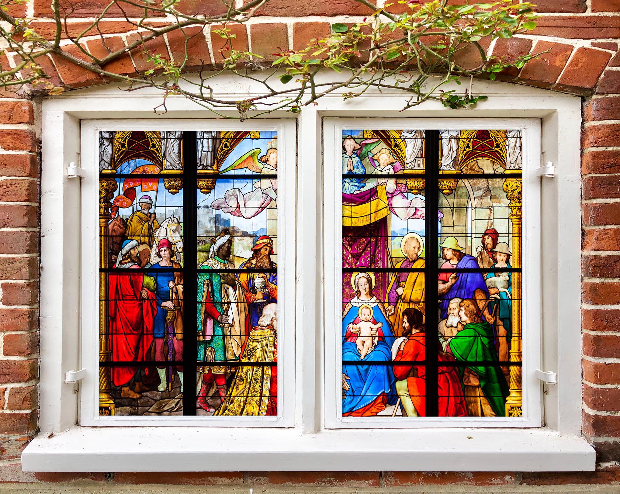 3D Church Baby 117 Window Film Print Sticker Cling Stained Glass UV Block