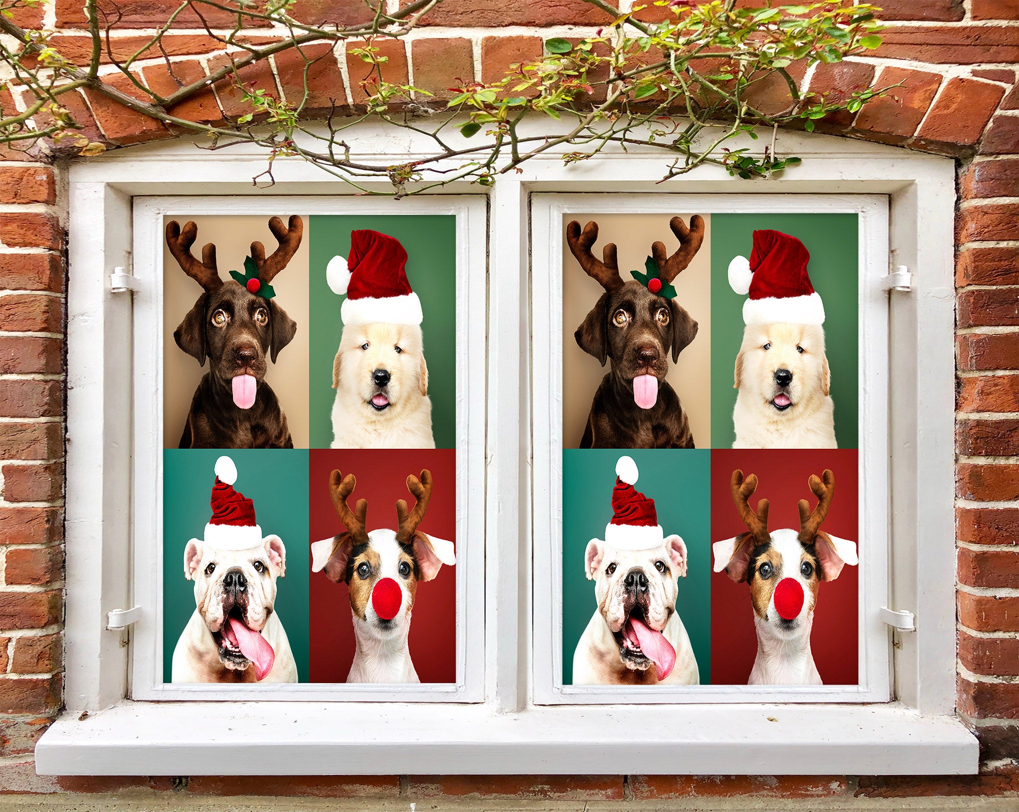 3D Christmas Dog Costume 30137 Christmas Window Film Print Sticker Cling Stained Glass Xmas