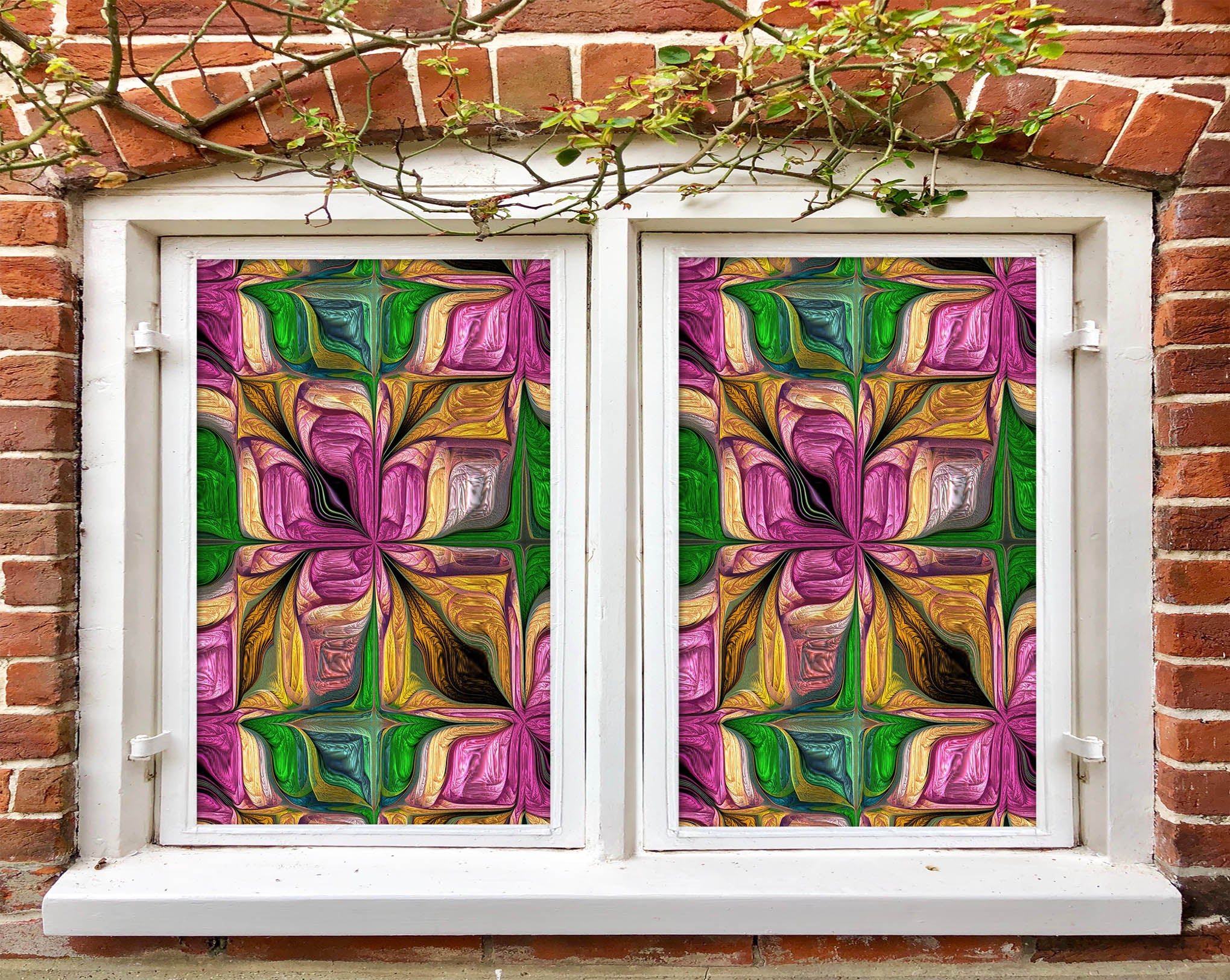 3D Petal Shape 208 Window Film Print Sticker Cling Stained Glass UV Block