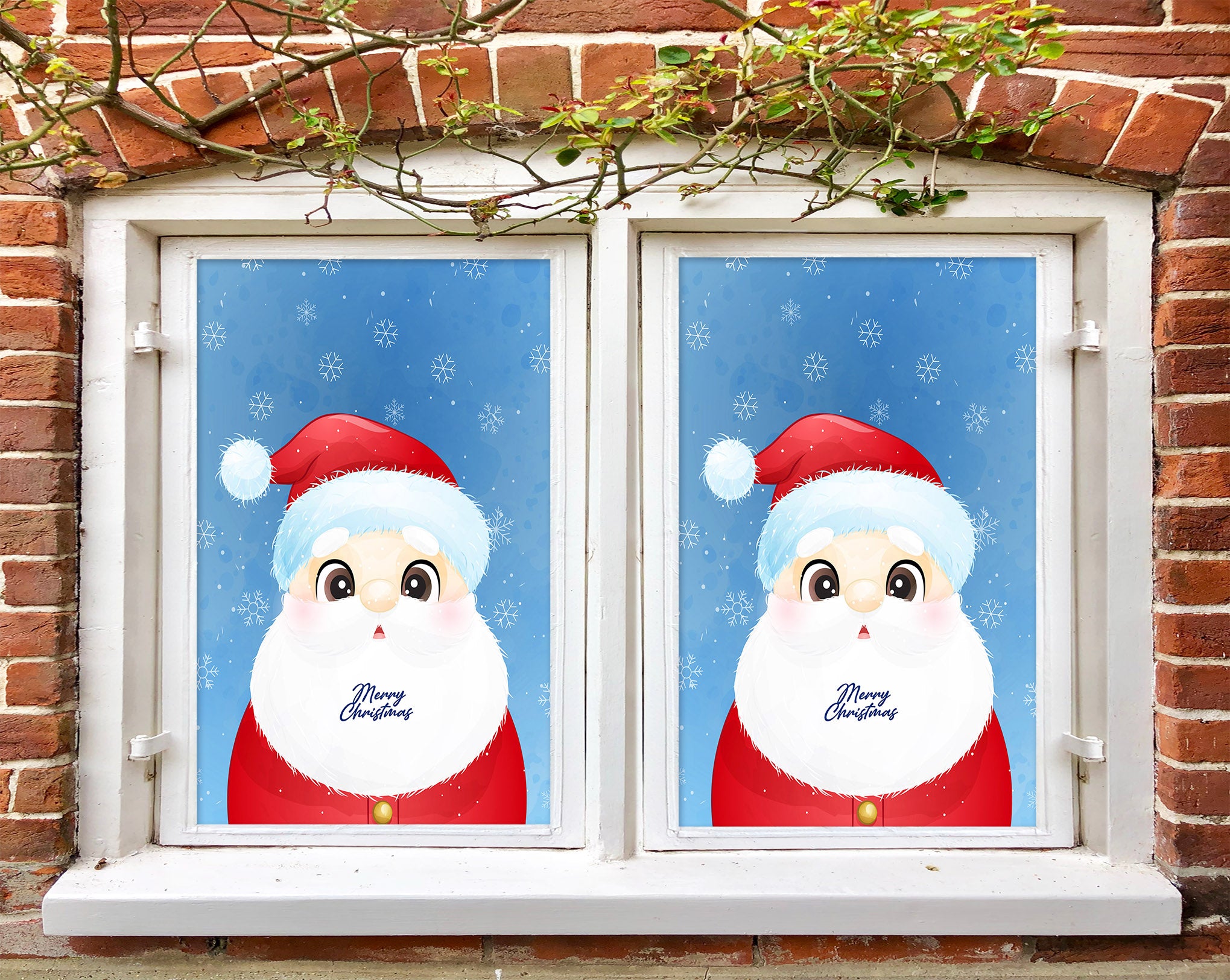 3D Santa Claus 30132 Christmas Window Film Print Sticker Cling Stained Glass Xmas