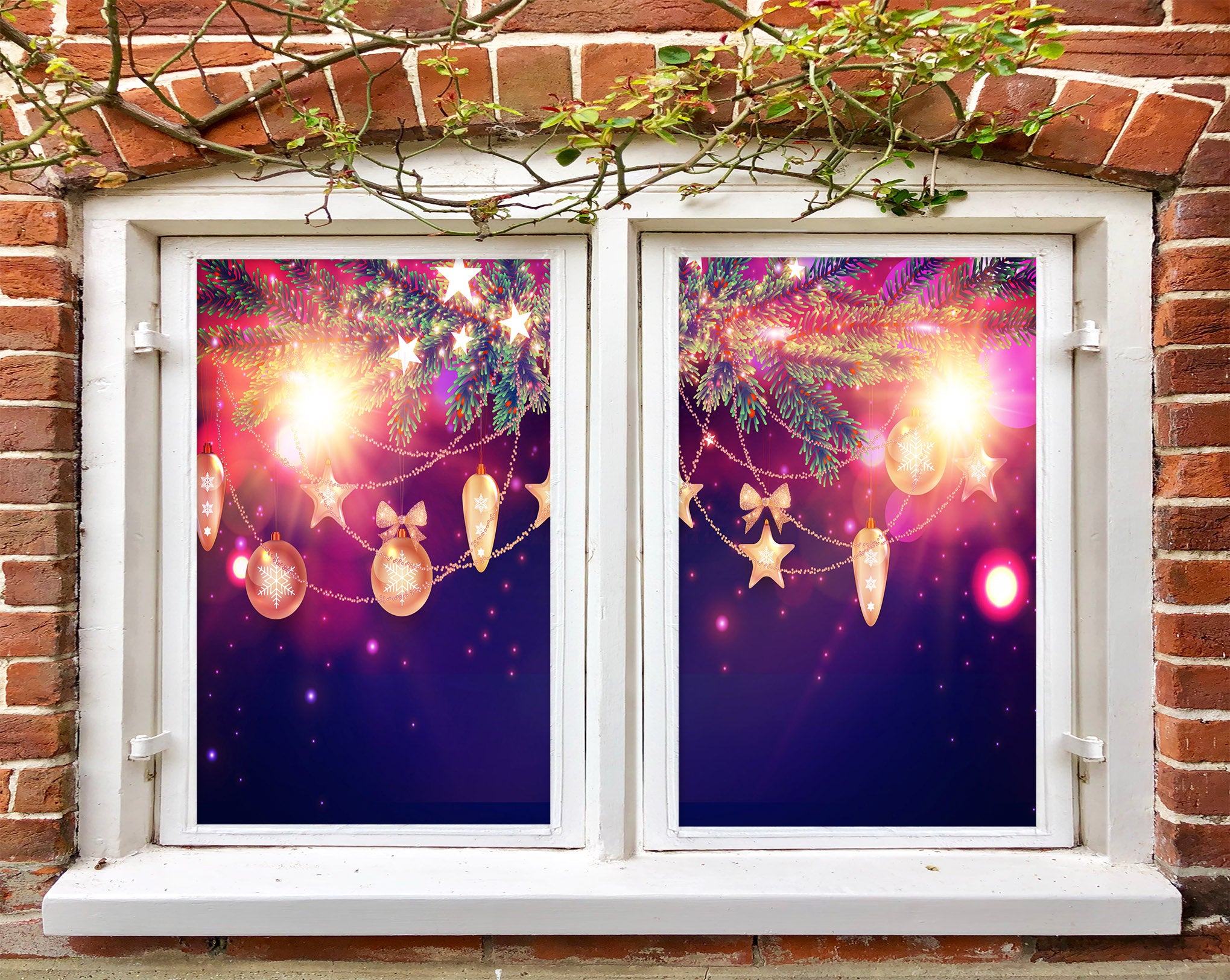 3D String Lights 30042 Christmas Window Film Print Sticker Cling Stained Glass Xmas