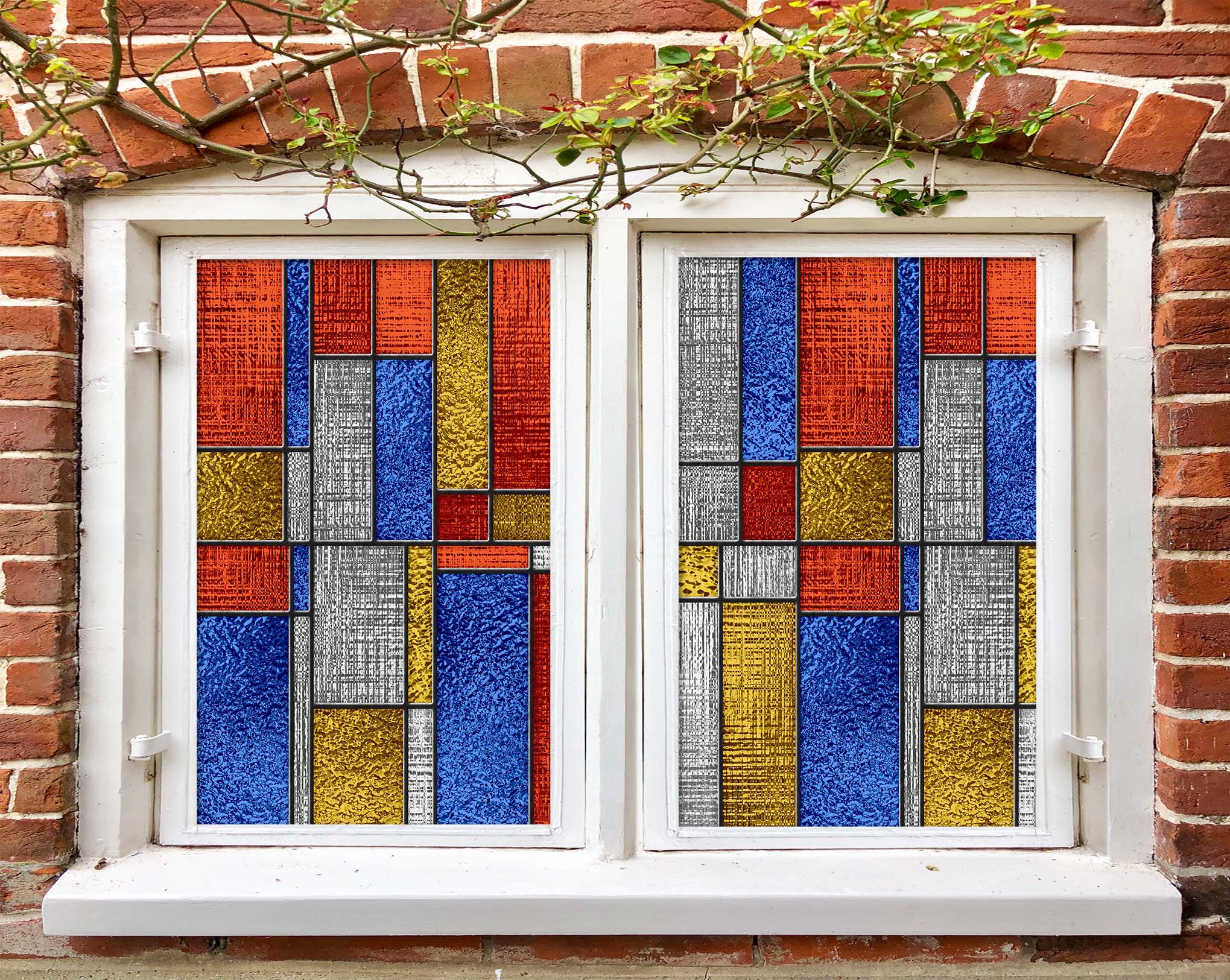 3D Color Square 103 Window Film Print Sticker Cling Stained Glass UV Block