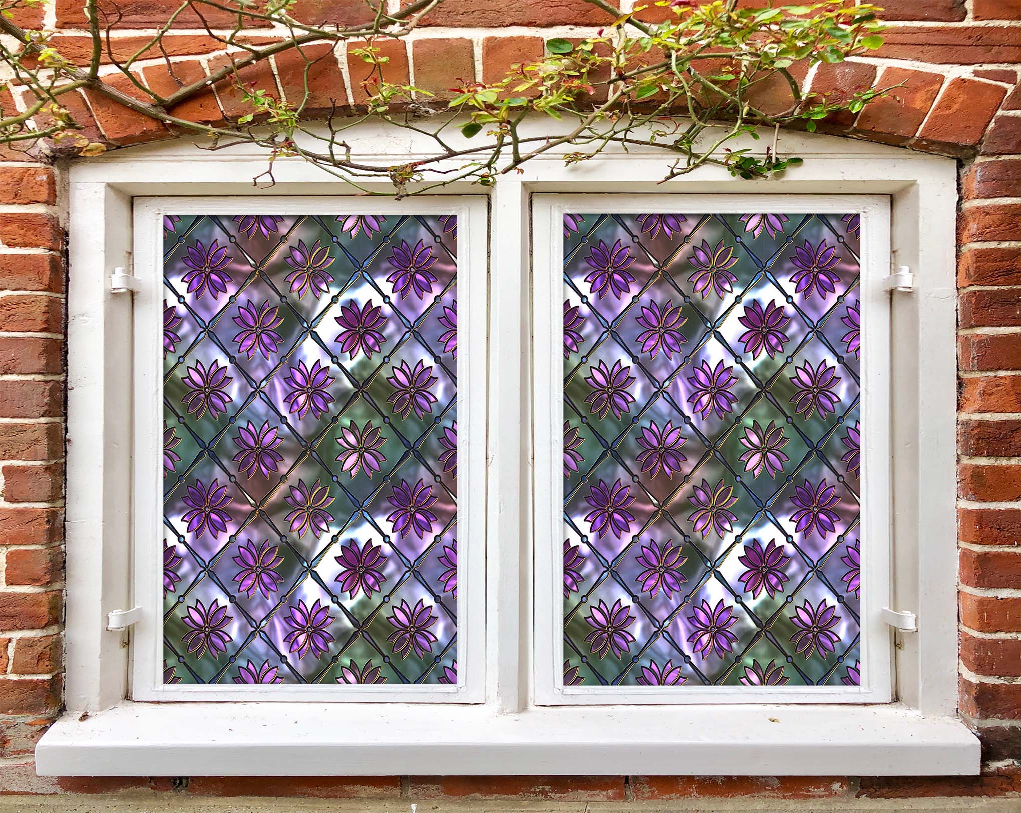 3D Purple Glass Flower 133 Window Film Print Sticker Cling Stained Glass UV Block