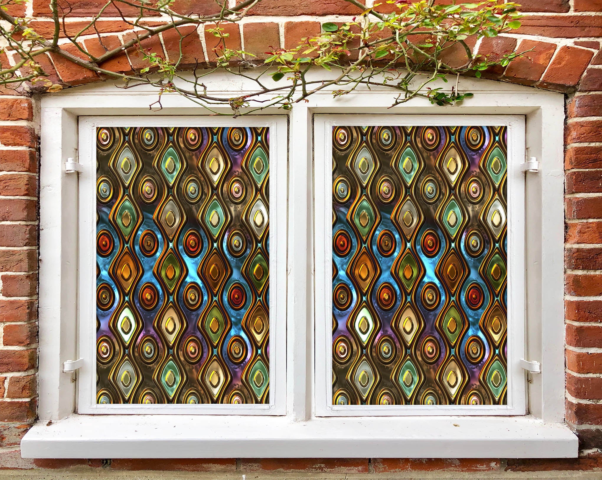 3D Green Glass 197 Window Film Print Sticker Cling Stained Glass UV Block