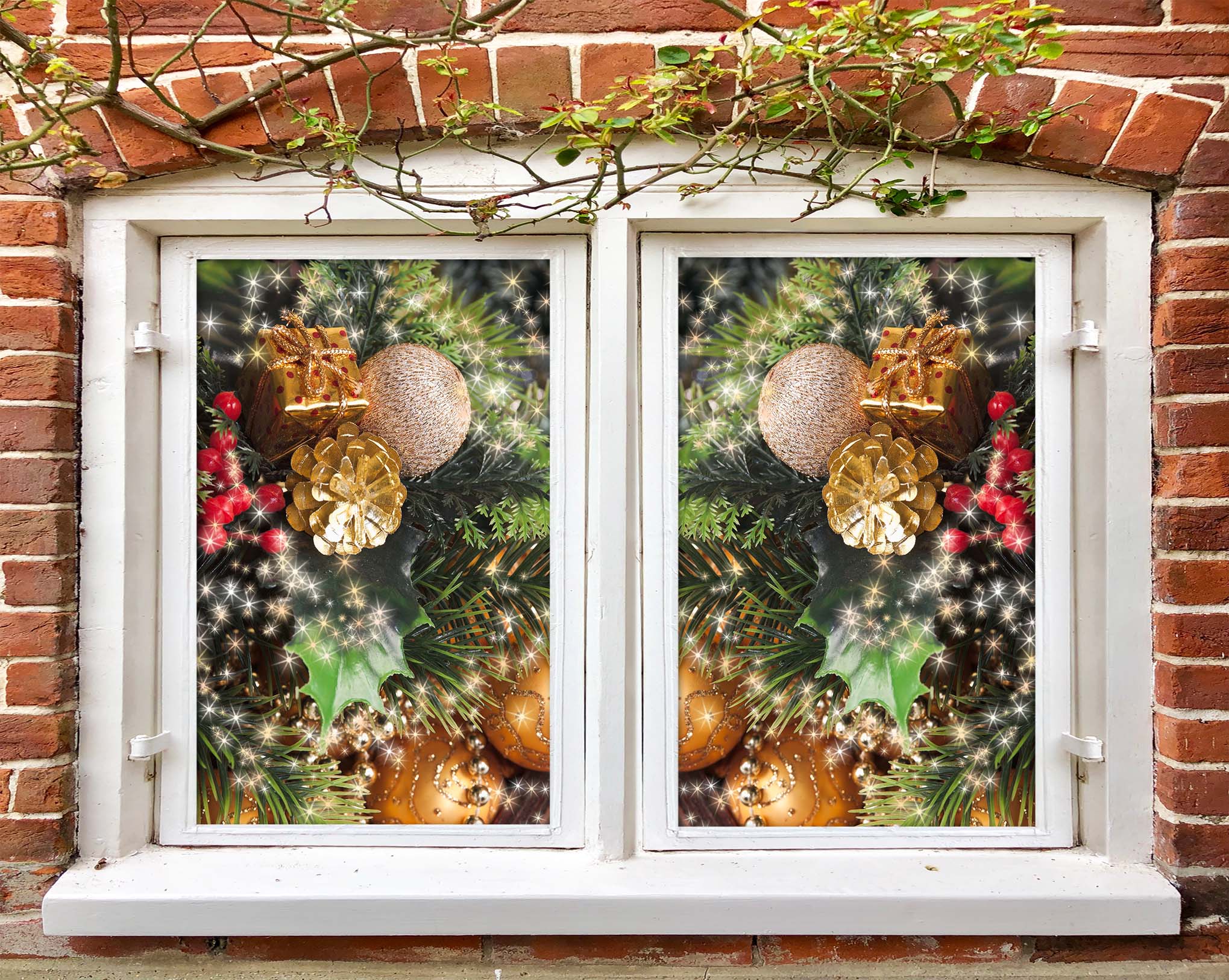 3D Christmas Tree Pendant 30100 Christmas Window Film Print Sticker Cling Stained Glass Xmas