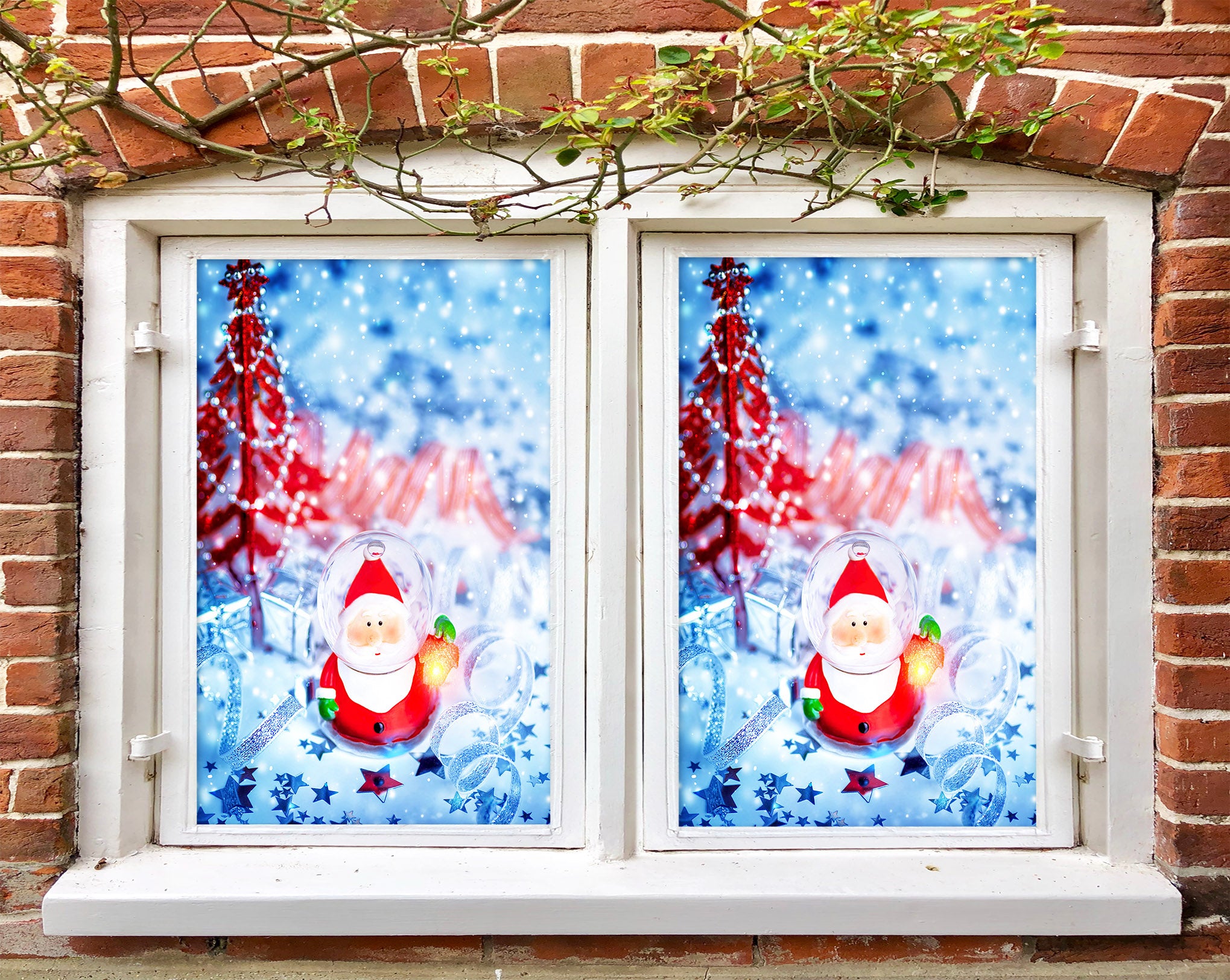 3D Santa Claus Ornaments 30018 Christmas Window Film Print Sticker Cling Stained Glass Xmas