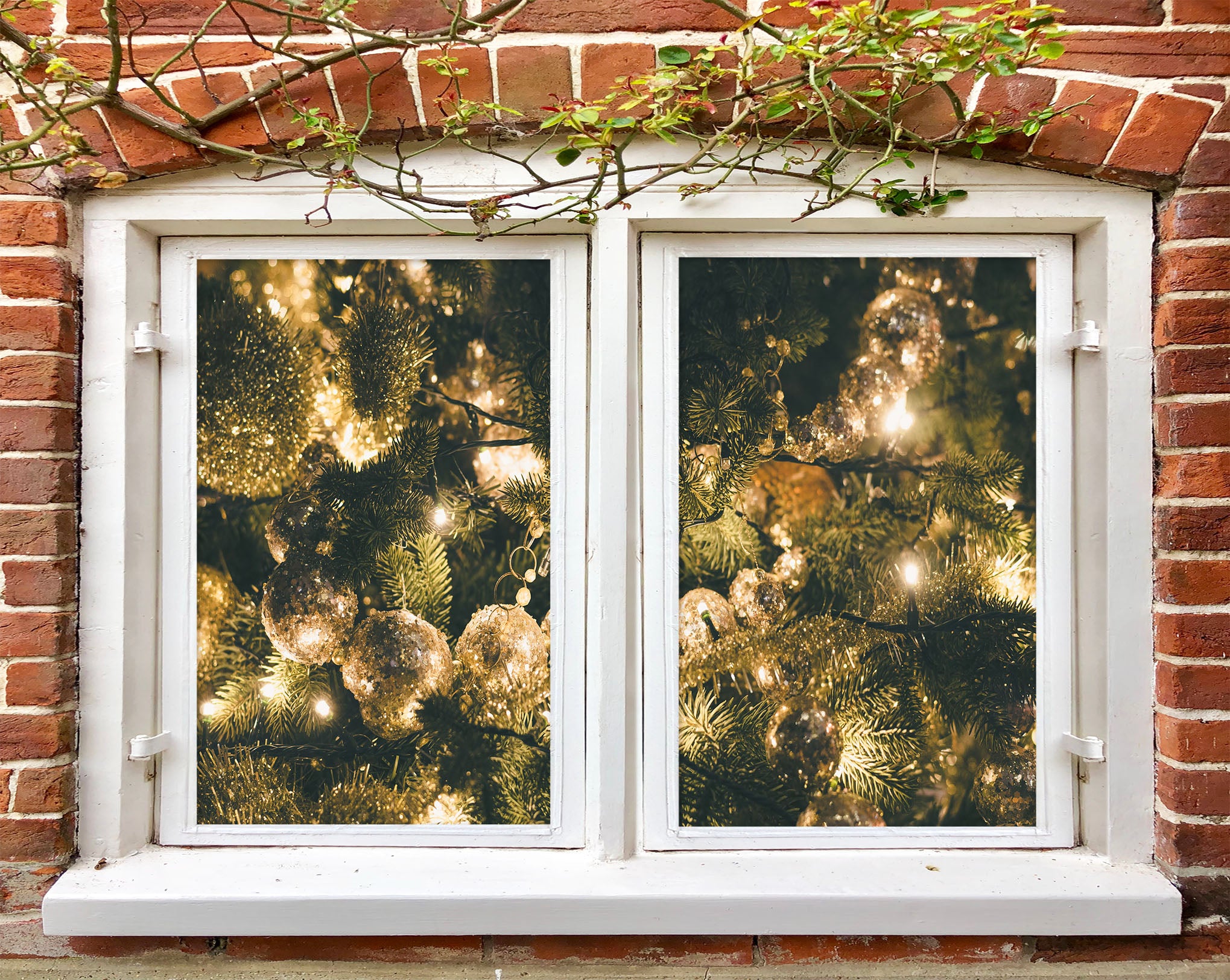 3D Ball Lights 31034 Christmas Window Film Print Sticker Cling Stained Glass Xmas