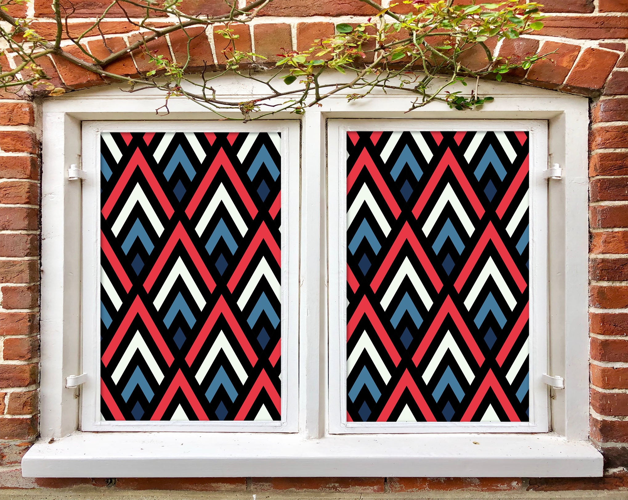 3D Red Triangle 187 Window Film Print Sticker Cling Stained Glass UV Block