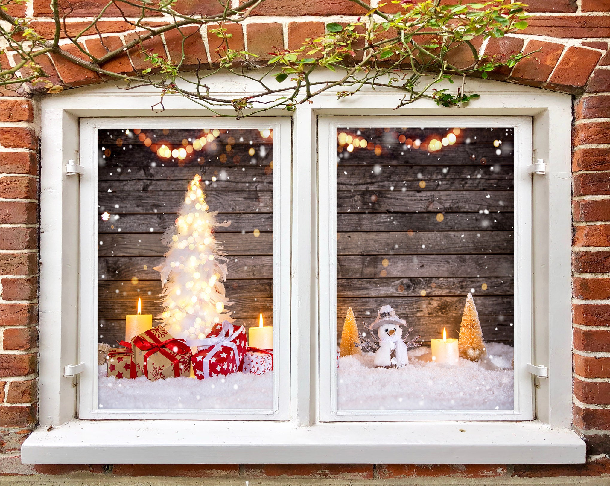 3D Snow Gift 30069 Christmas Window Film Print Sticker Cling Stained Glass Xmas