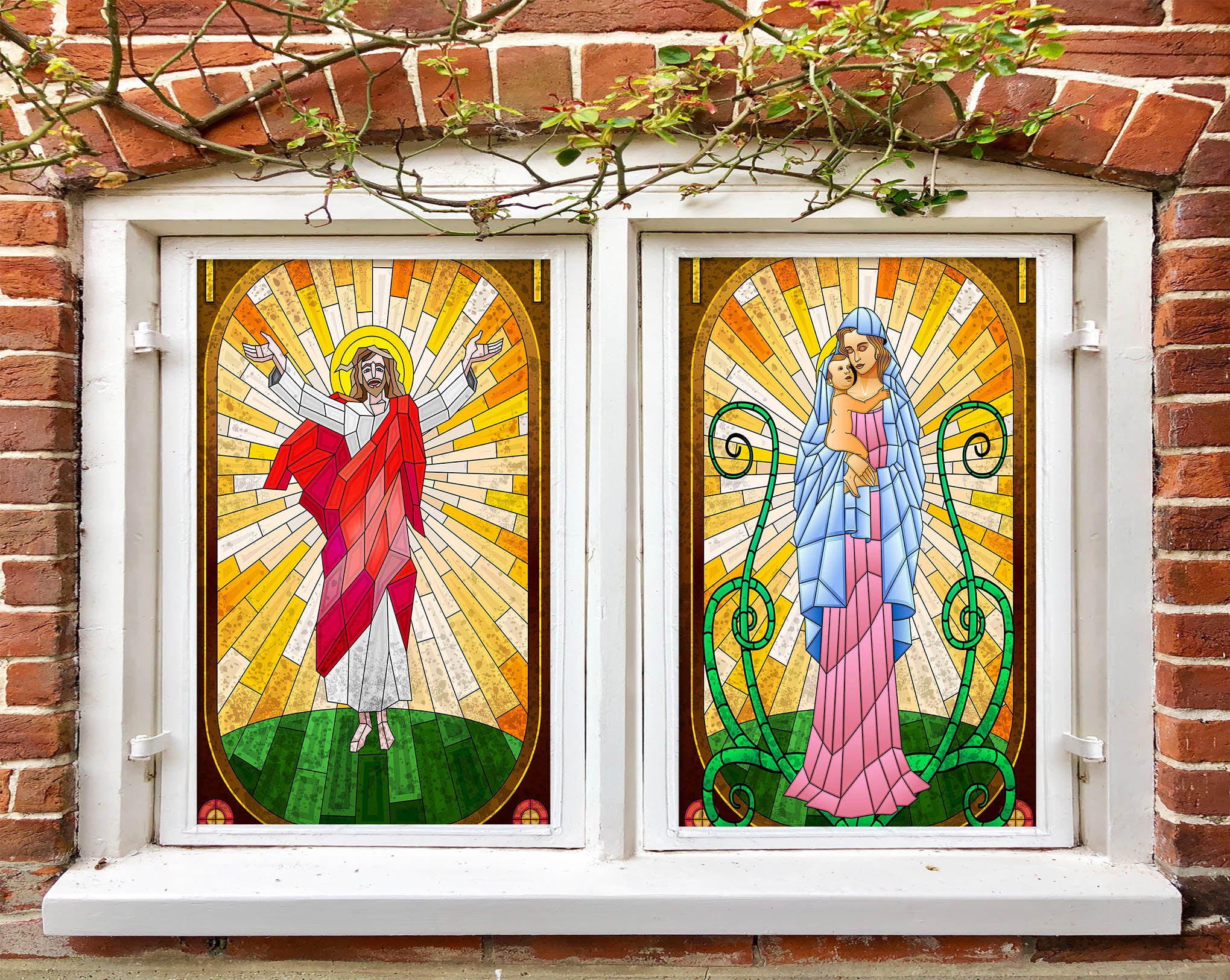 3D Christ Believer 276 Window Film Print Sticker Cling Stained Glass UV Block