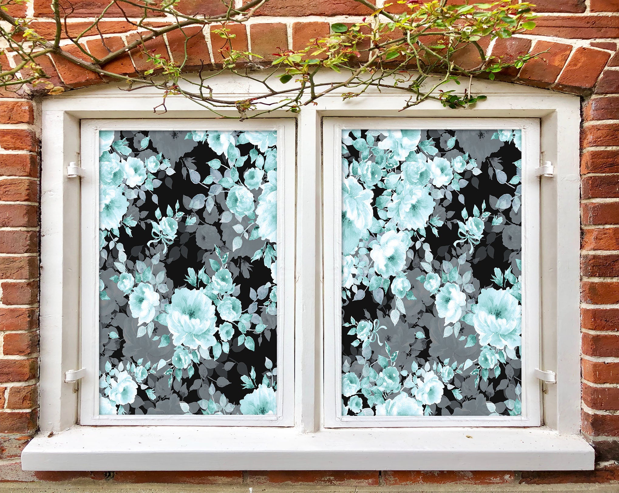 3D Green Flower 359 Window Film Print Sticker Cling Stained Glass UV Block