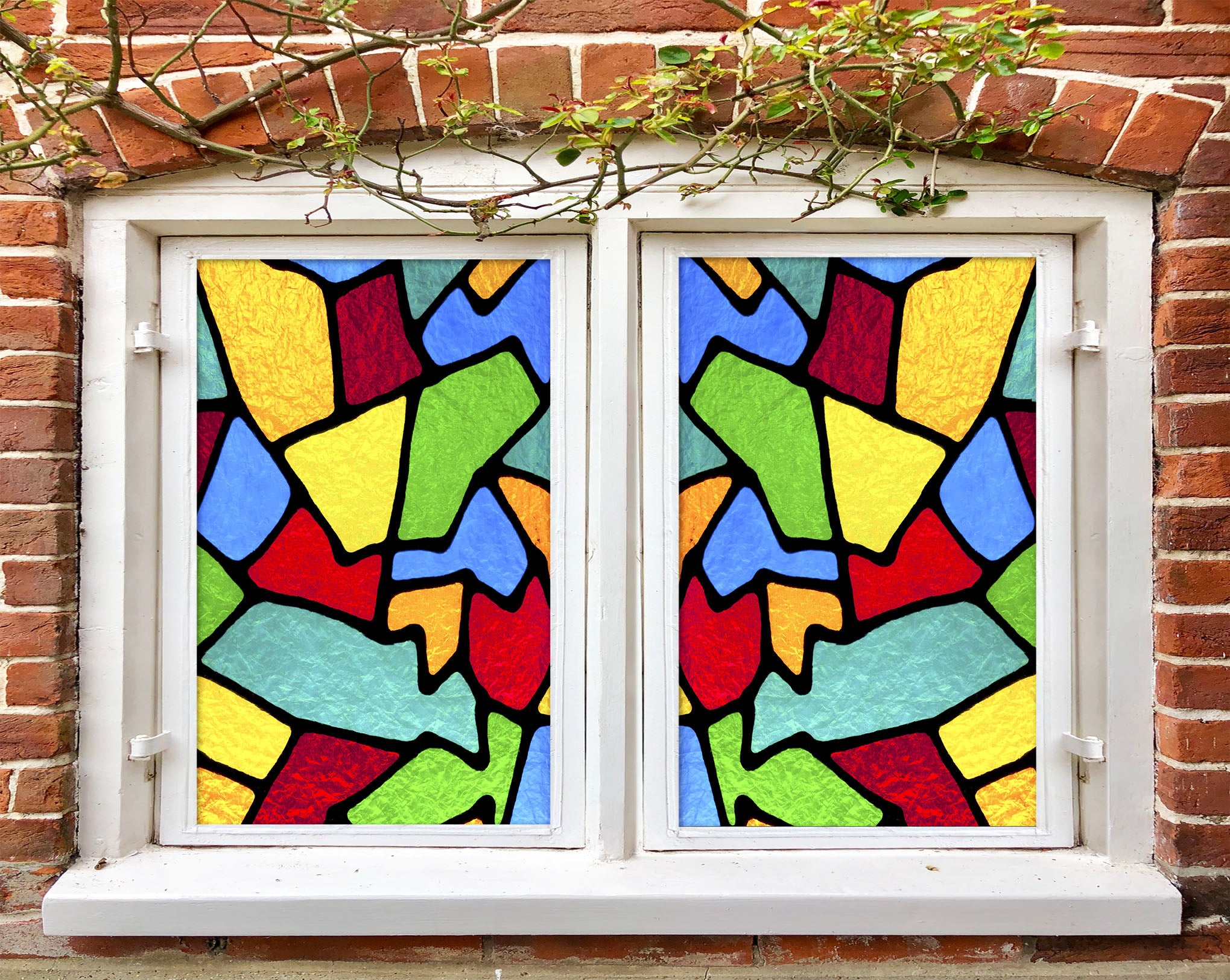 3D Irregular Block 263 Window Film Print Sticker Cling Stained Glass UV Block