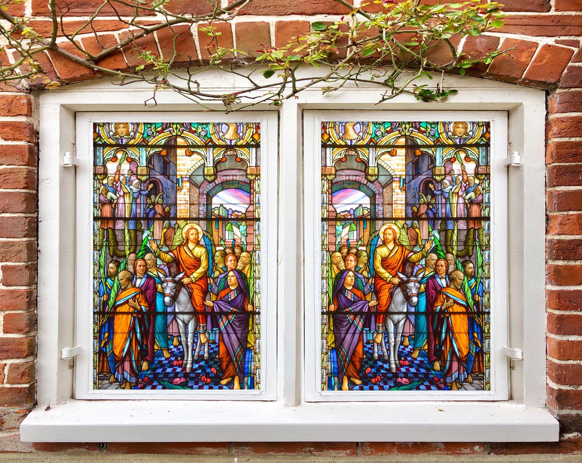 3D Believer Crowd 167 Window Film Print Sticker Cling Stained Glass UV Block