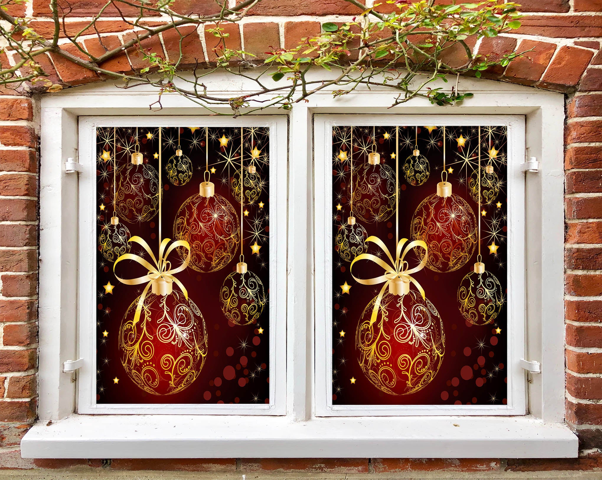 3D Golden Ball 31005 Christmas Window Film Print Sticker Cling Stained Glass Xmas