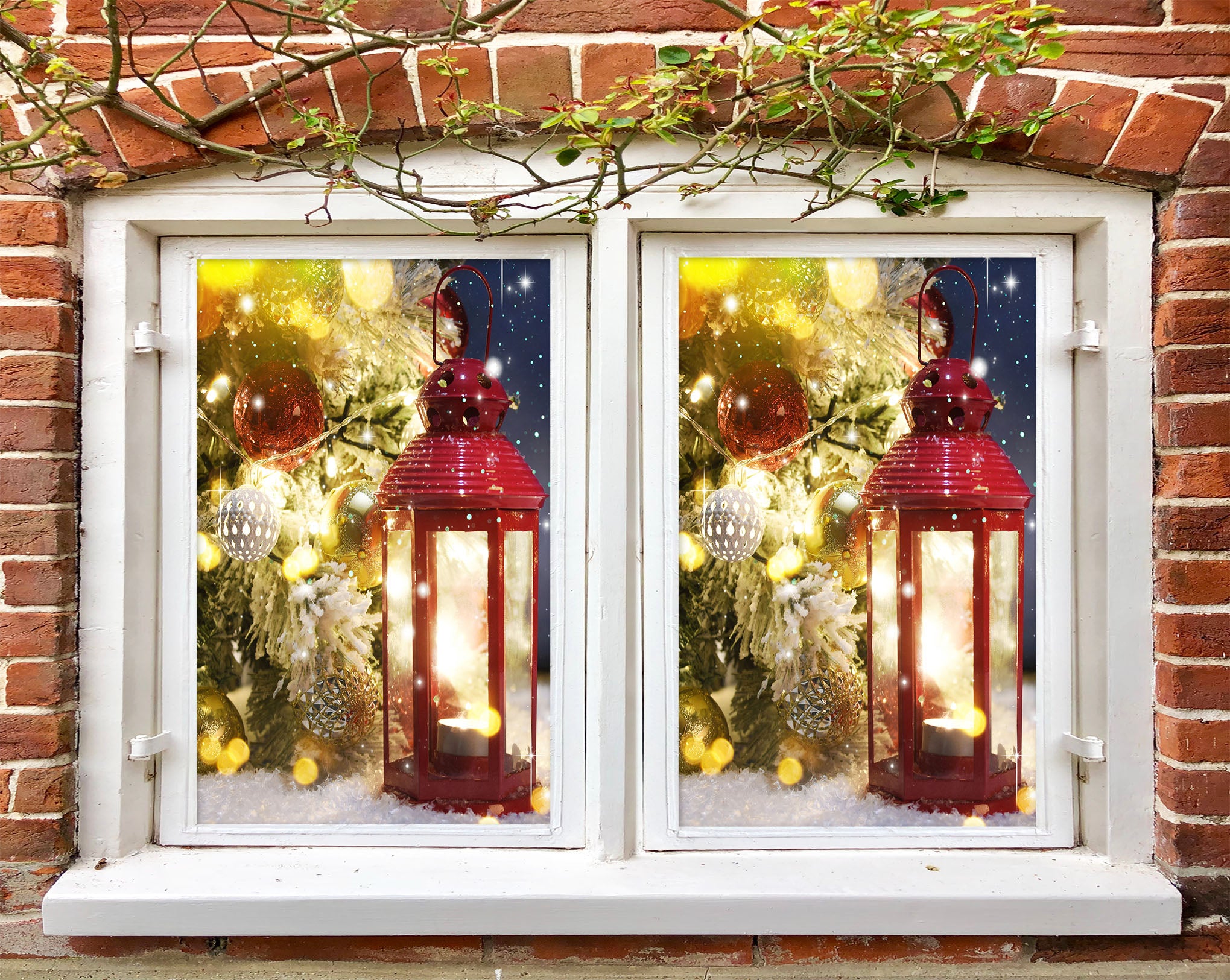 3D Candle 31051 Christmas Window Film Print Sticker Cling Stained Glass Xmas