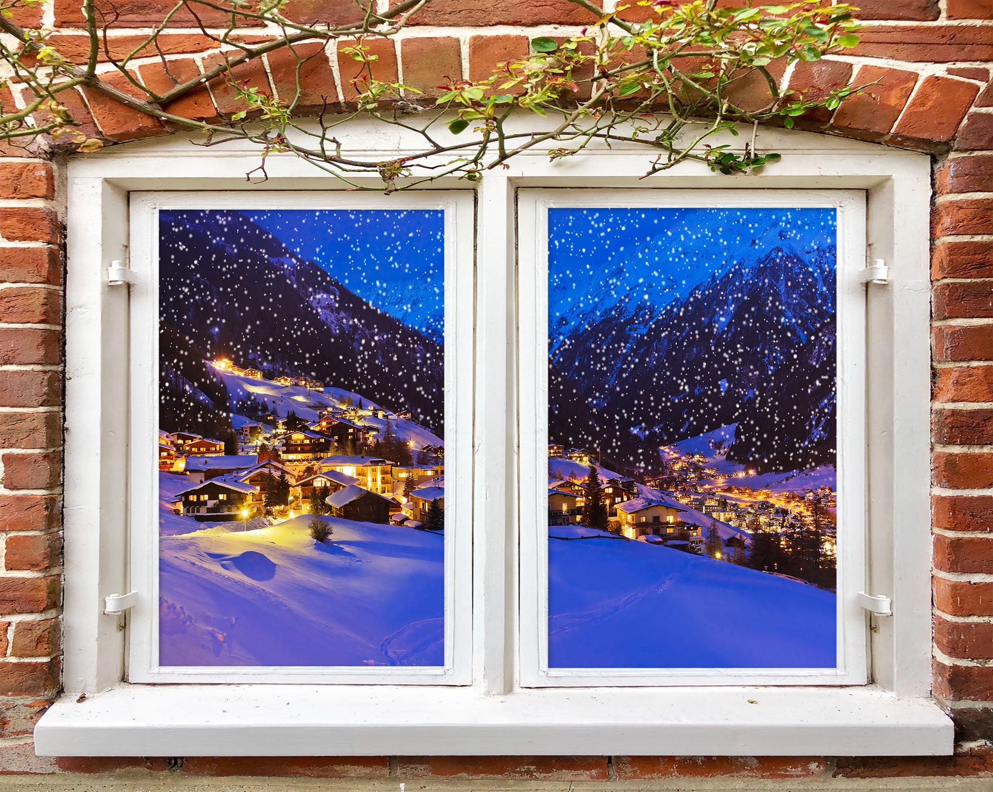 3D Snow House 31067 Christmas Window Film Print Sticker Cling Stained Glass Xmas