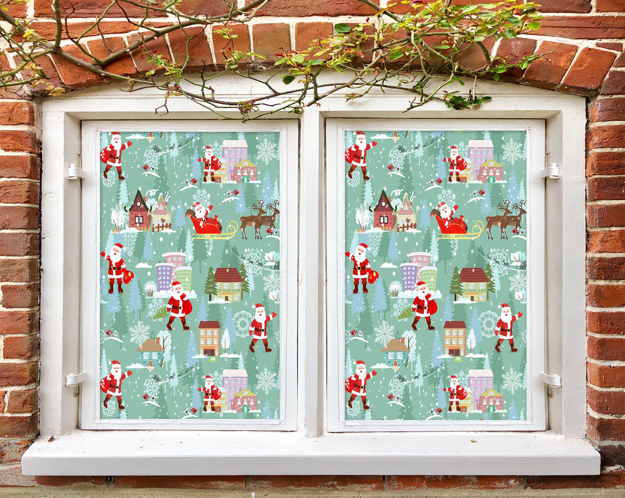 3D Santa House 31027 Christmas Window Film Print Sticker Cling Stained Glass Xmas