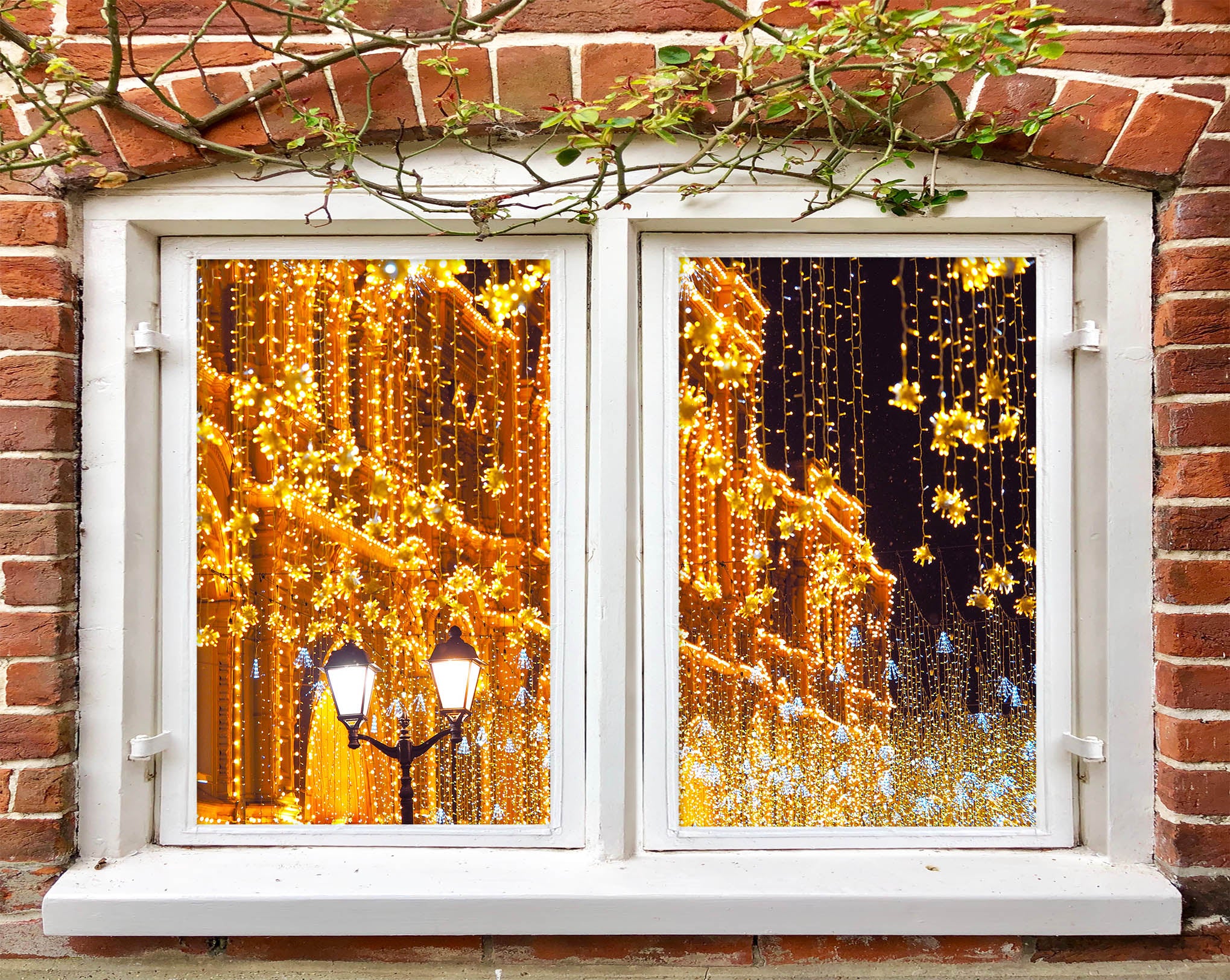 3D String Lights 30060 Christmas Window Film Print Sticker Cling Stained Glass Xmas