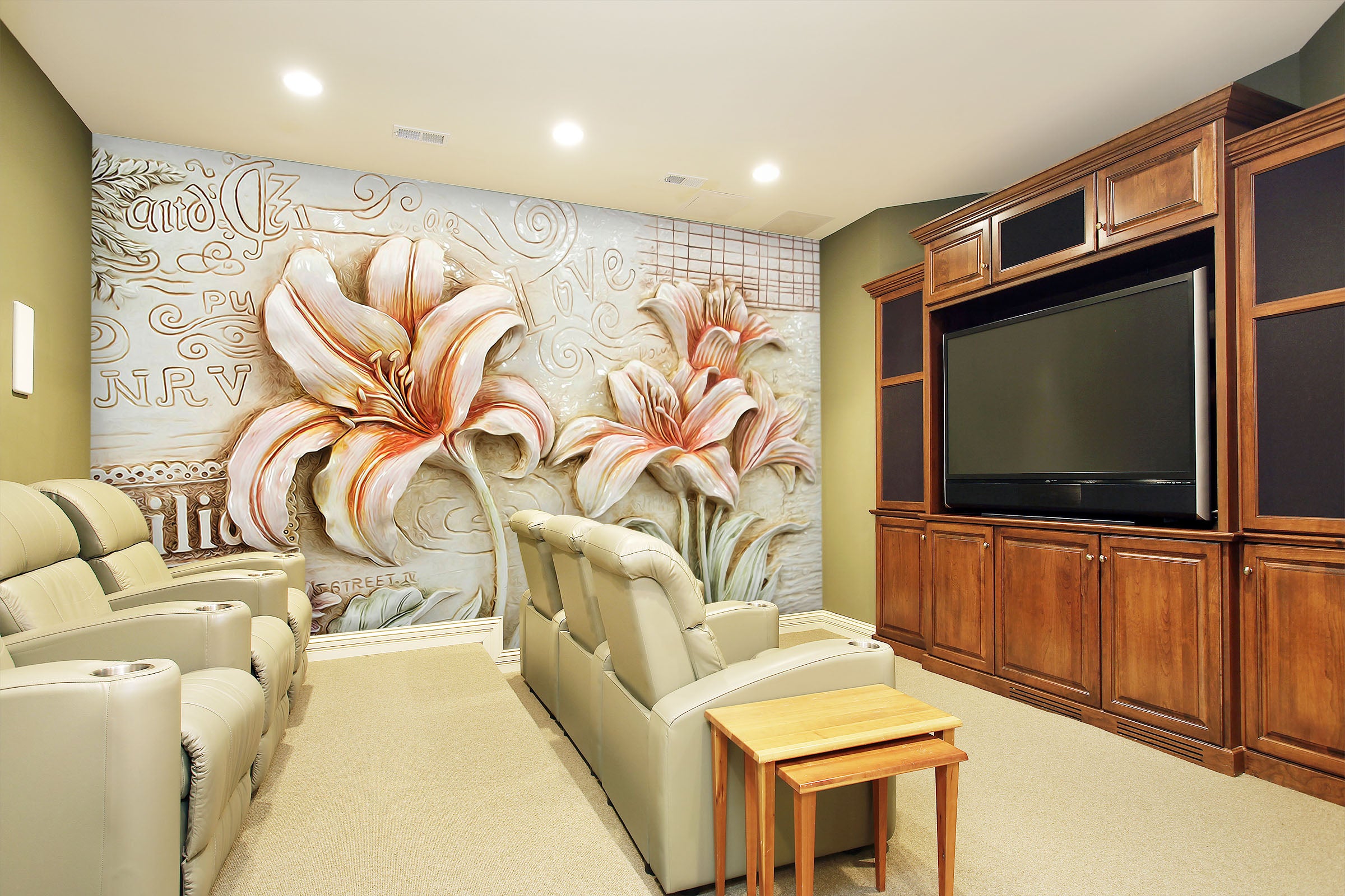 3D Embossed Lily 135 Wall Murals