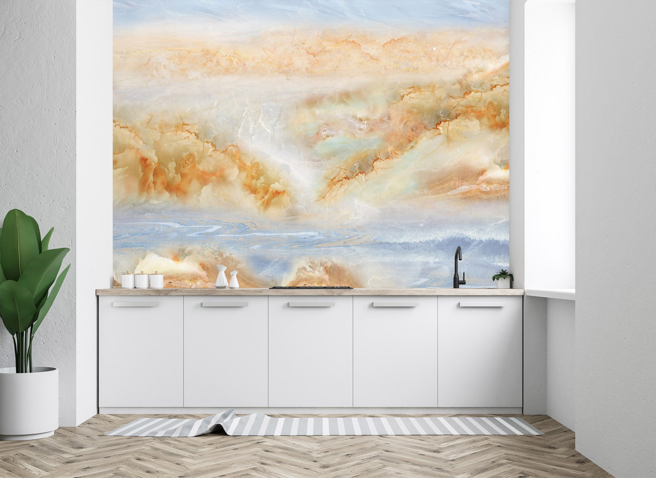 3D Yellow Mountain Peak 1405 Wall Murals