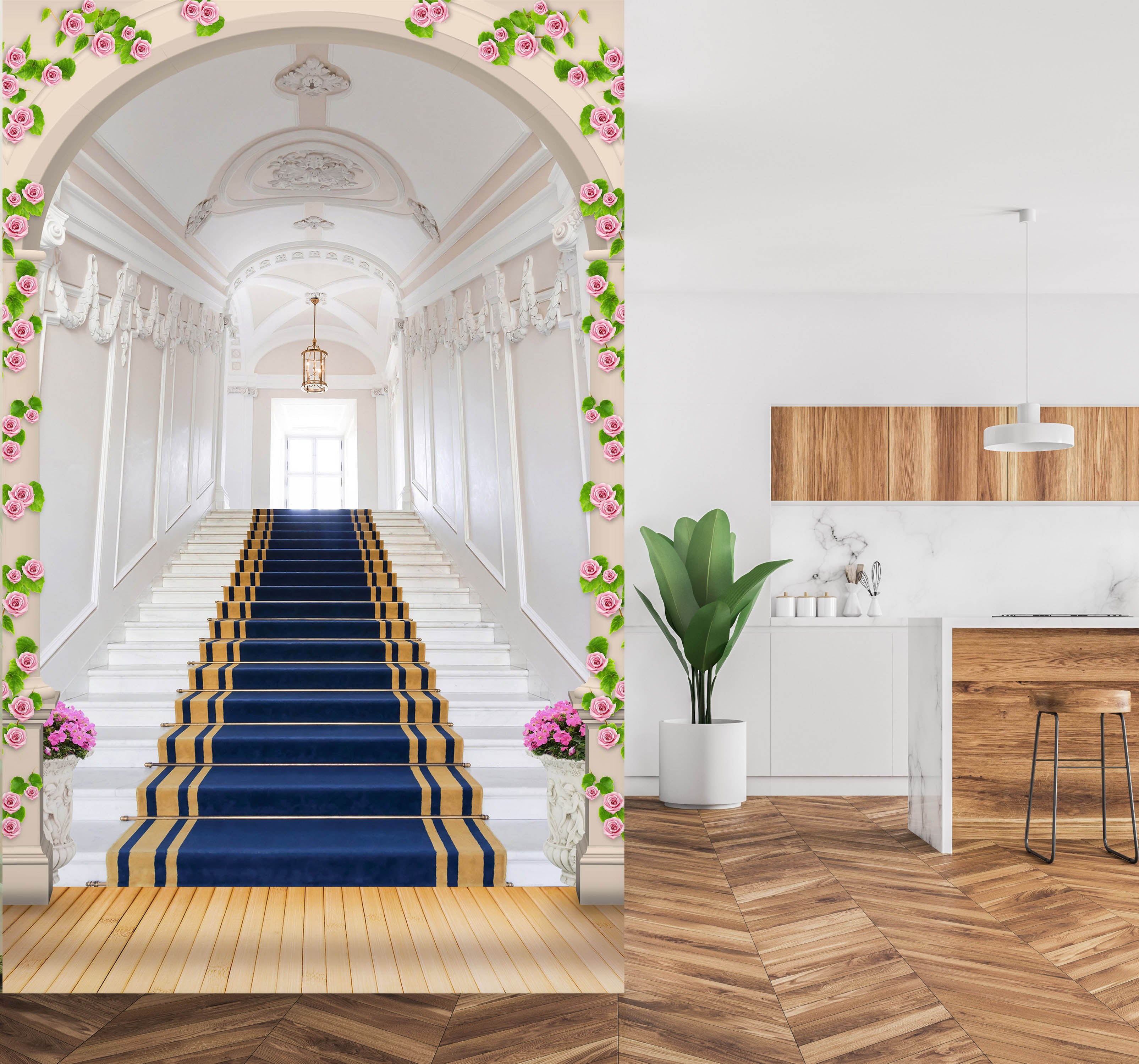 3D Blue Stairs 1879 Wall Murals